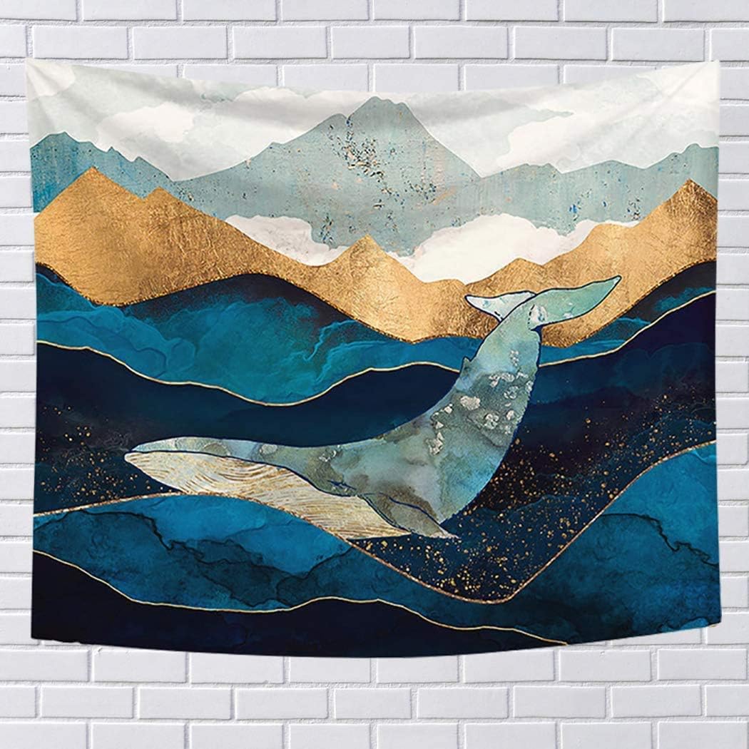 Hodeacc Nature Landscape Tapestry Wall Hanging,Abstract Mountain Whale Large Size Tapestries Décor Living Room Bedroom Tapestry Home Dorm Decor,78.7 x 59 inch