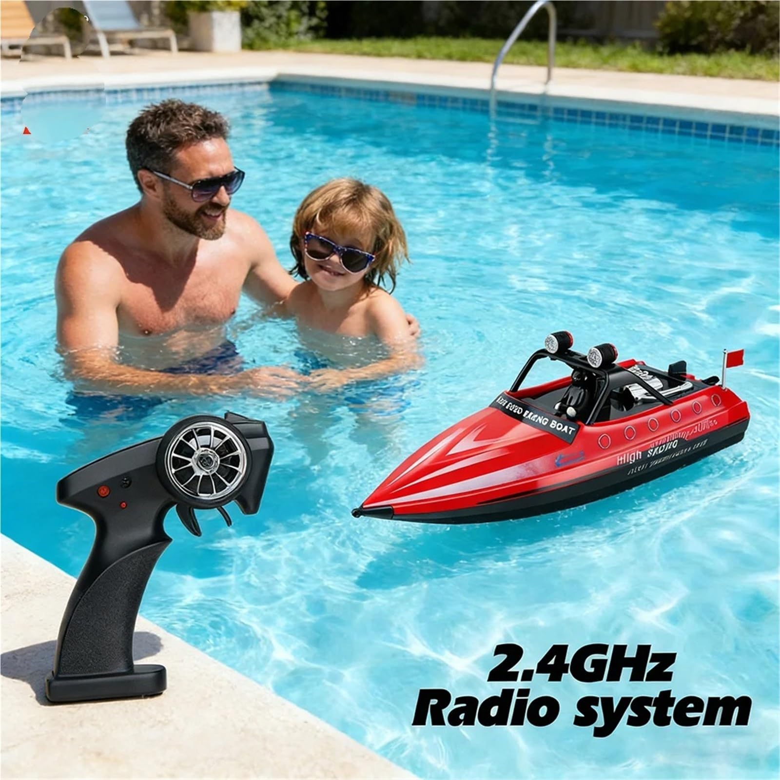 Propulsione a getto ad alta velocità per barca radiocomandata da 2,4 GHz, 16 km/h, allarme proporzionale completo a bassa tensione, motore 370, motore 800 mAh, 11 min, autonomia 80 m (rosso-b1)