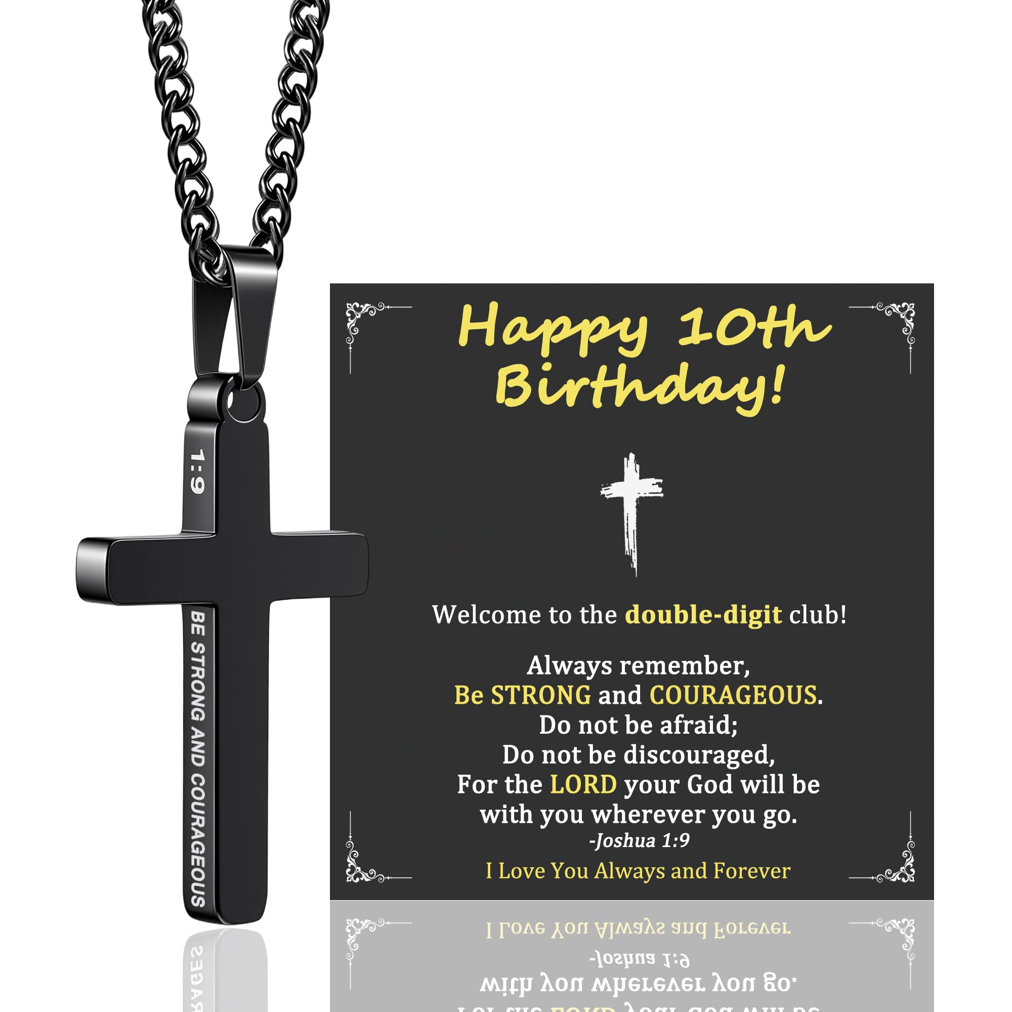 Sereney Cross Necklace for Boys Girls as Birthday Baptism Christian Gifts