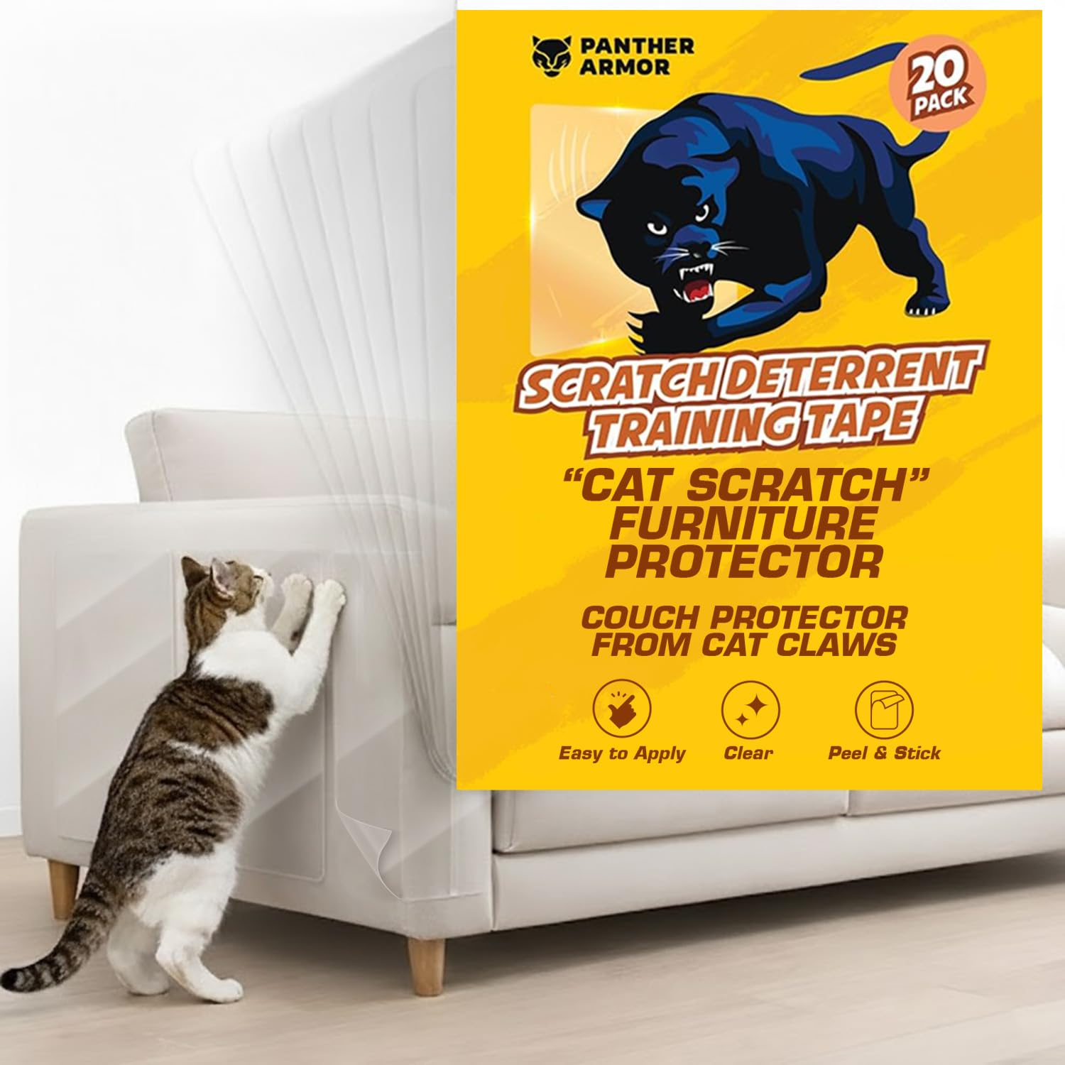 Photo 1 of 2 Pack Cat Scratch Furniture Protector Tape Sheets, Double-Sided Sticky Training (10 XL, 8 Large, 2 Medium), Anti-Scratch Couch & Sofa Guard,Clear,Not for Leather, Velvet, Microfiber