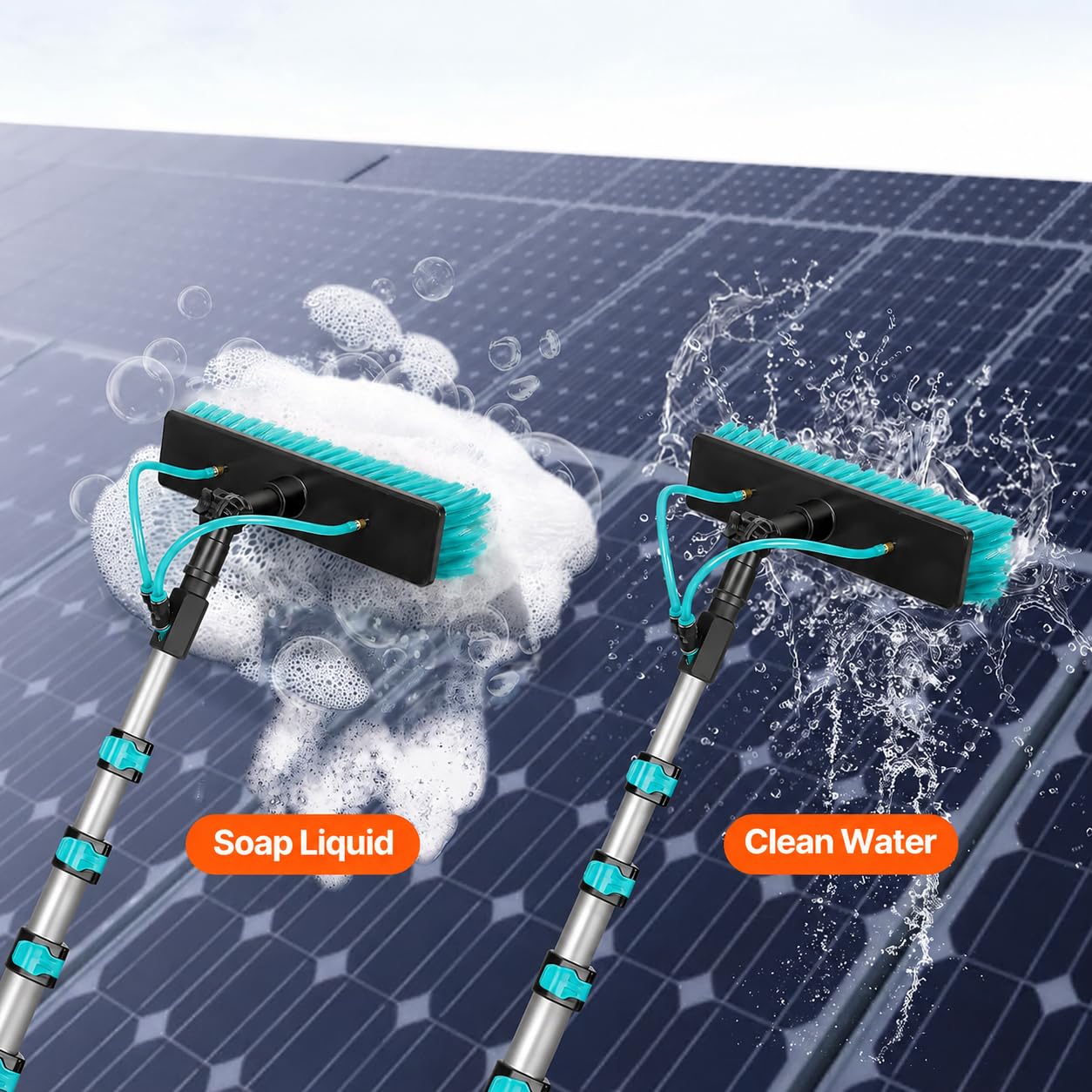 Teleskop Waschbürste wasserführend ür PV Anlage Reinigung A,12FT/3.6M