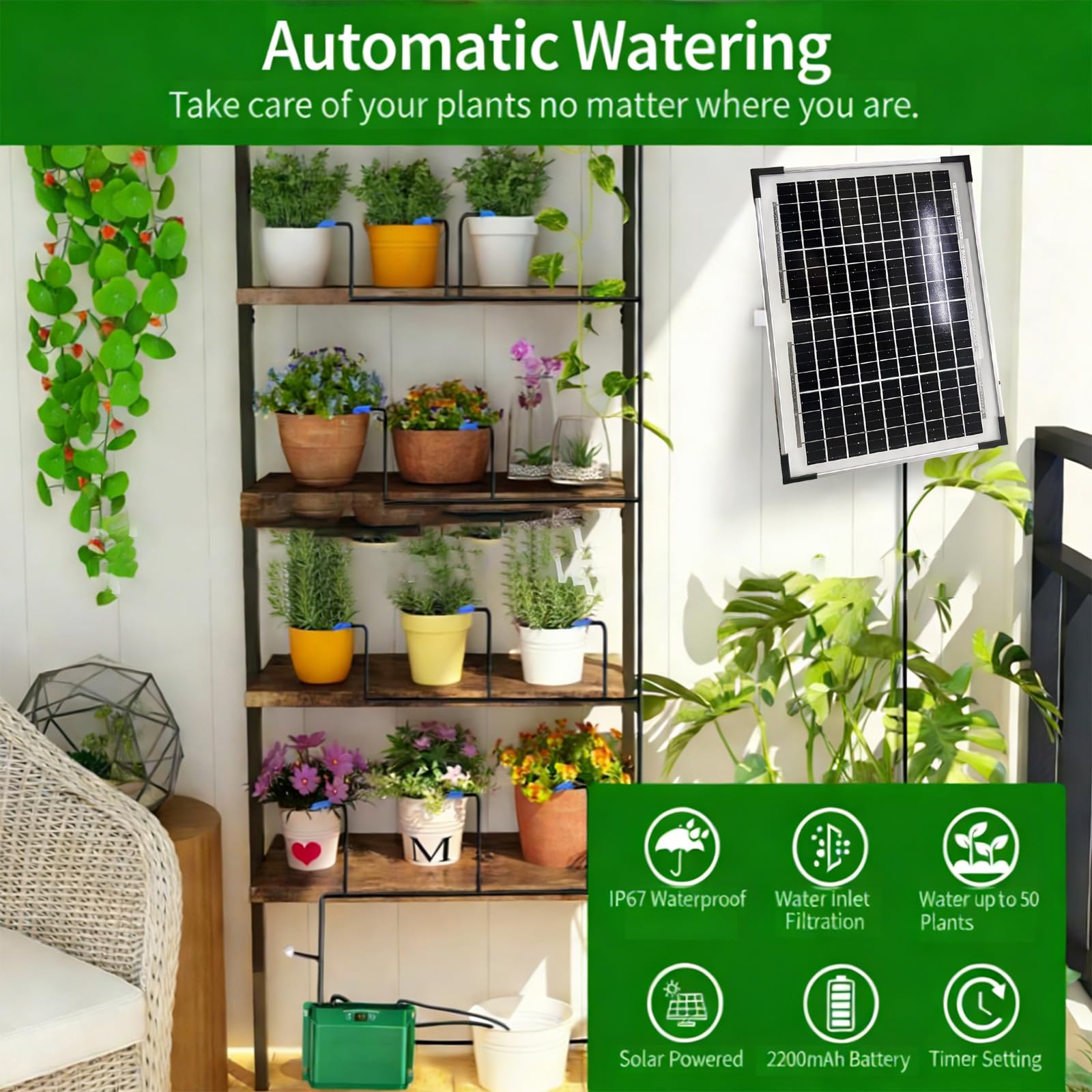 Timer dell'acqua avanzato con pannello solare e batteria ricaricabile per irrigazione da giardino domestico risparmio idrico struttura irrigazione giardinaggio