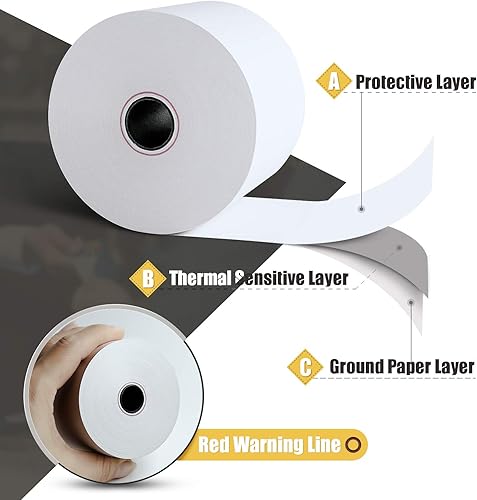 Miniatura 10 de Azure Zone, Rollos de papel térmico de 3-18 x 230 pies, 50 rollos, se adapta a la mayoría de máquinas POS y cajas registradoras, ideal para negocios