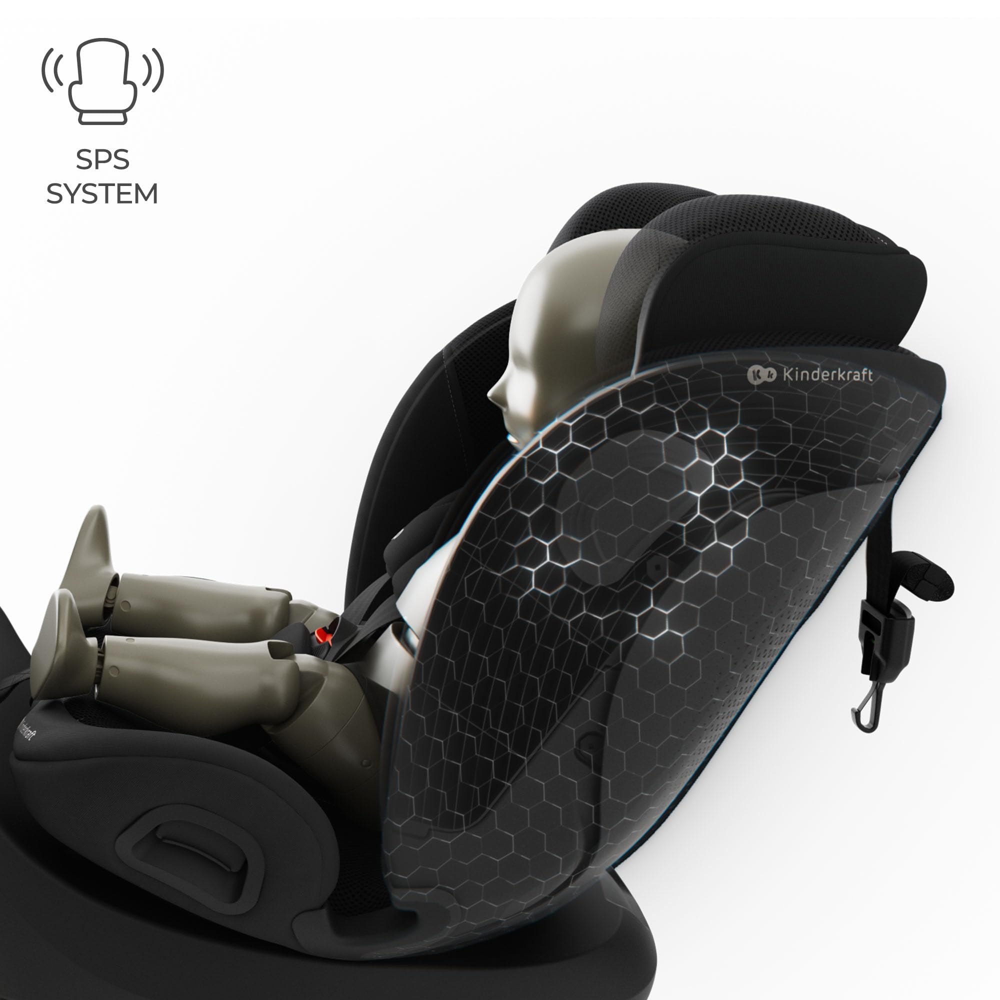 Kinderkraft I-GROW 2 PRO Seggiolino auto 0-36 kg, I-SIZE 40-150 cm, Seggiolino 360 girevole, con Isofix Base, Reclinabile Posizione sdraiata, Poggiatesta regolabile, Gruppo 0 1 2 3, Nero