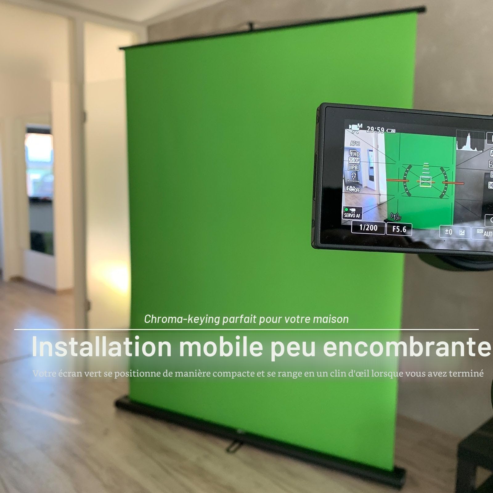 Toile de fon Extensible | Écran Vert | Toile pour Photographie, vidéo et TV | Fond de Studio | Pliable et Facile à Transporter | 150 x 200 cm
