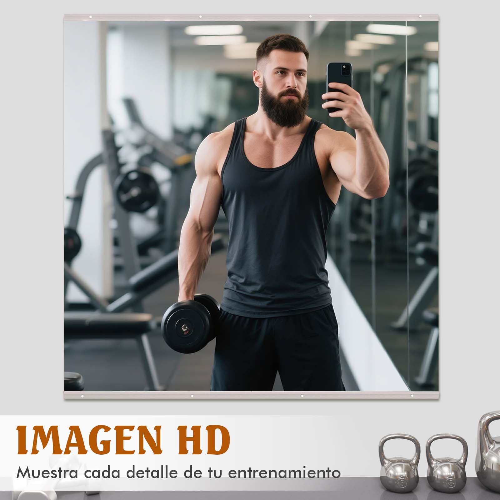 WEER Espejo de Gimnasio en casa, sin Marco Grande de Cuerpo Entero, 140 x 42cm x 2 Piezas, Vidrio Templado, para Gimnasio, Yoga, Garaje, Fitness, Baile y Dormitorio