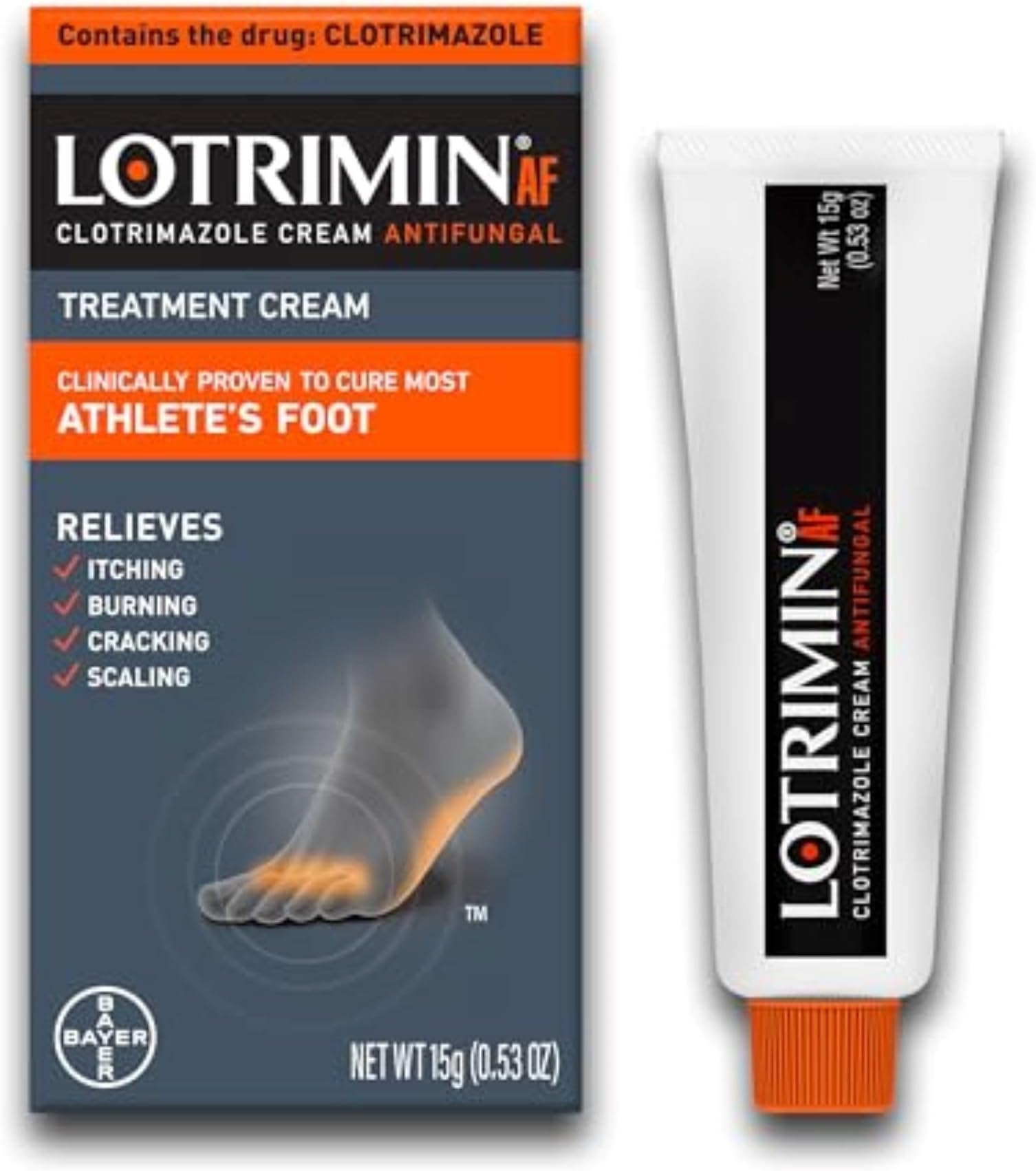 Lotrimin AF Cream for Athlete's Foot, Clotrimazole 1% Antifungal Treatment, Clinically Proven Effective Antifungal Treatment of Most AF, Jock Itch and Ringworm, Cream, .53 Ounce (15 Grams)