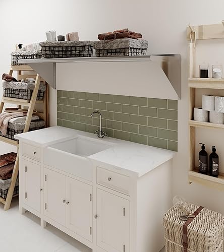 Vista 64 de AmGood Estante de pared de acero inoxidable de 8 x 36 pulgadas Estantería de metal Garaje, lavandería, almacenamiento, lavadero Restaurante