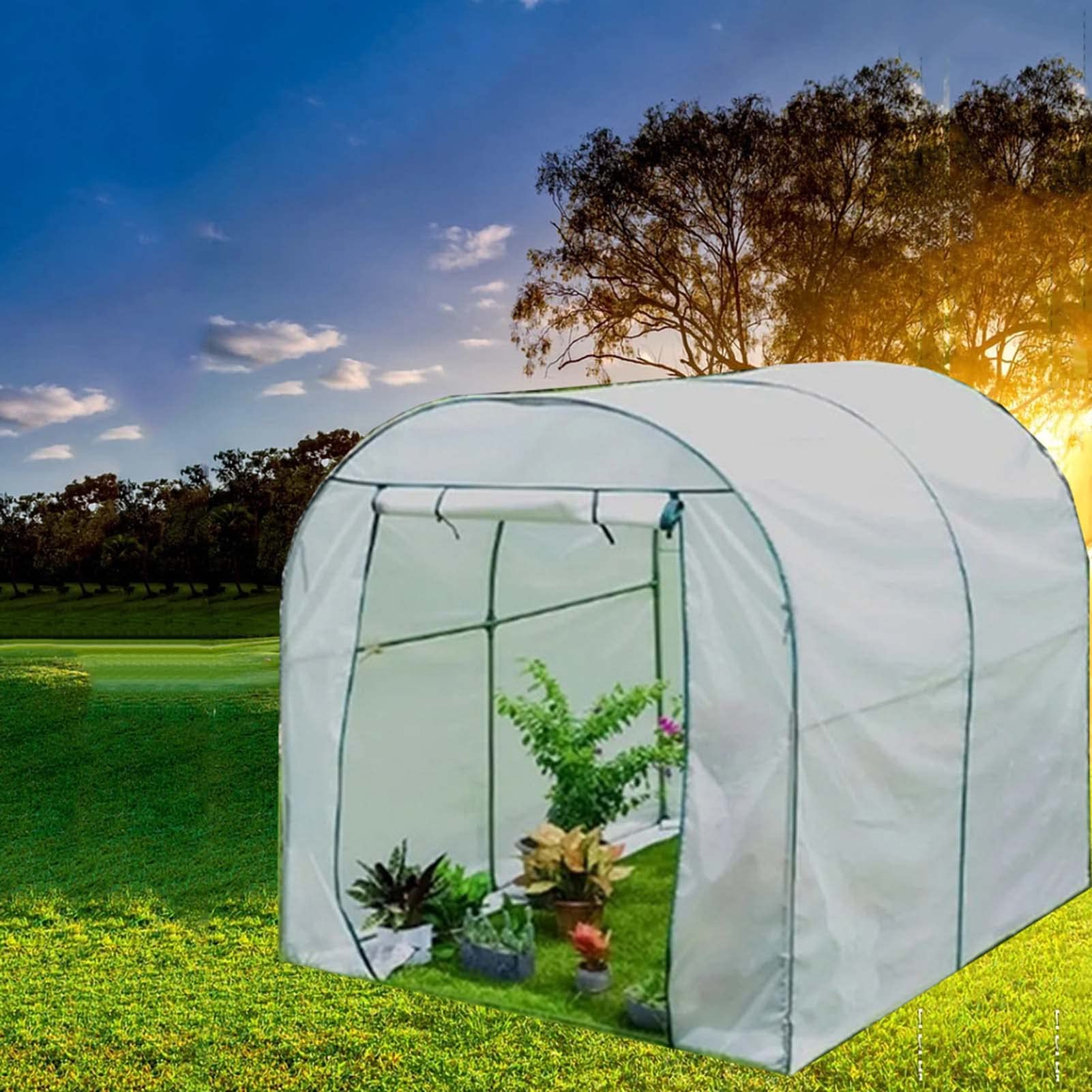 YSUEFIJO Invernaderos de Jardin, Invernadero de Túnel, Cubierta de Invernadero de Túnel, con Puerta Enrollable y 2 Ventanas, Invernadero Caseta, para Cultivo Plantas Verduras