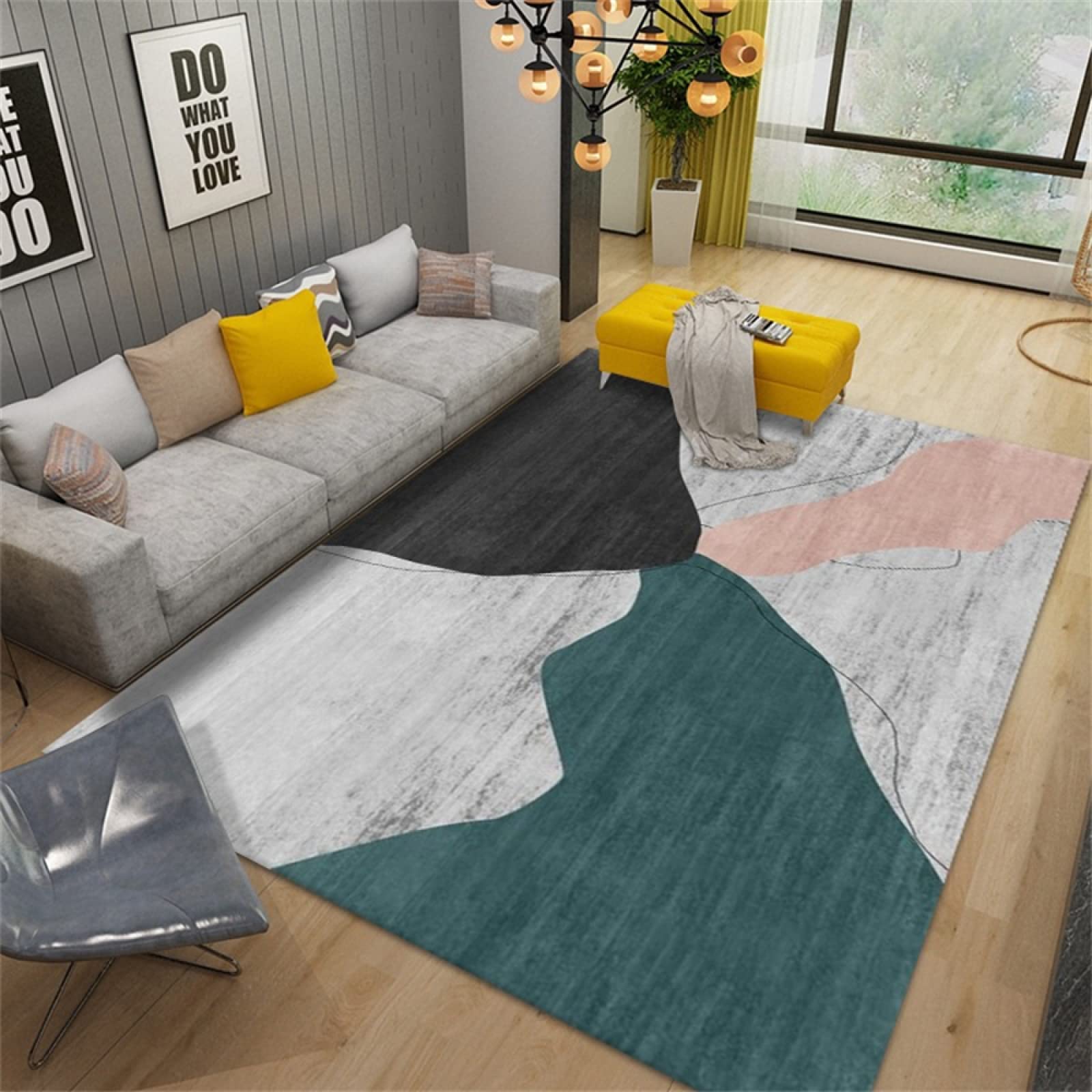 Tapis extérieur géométrique 140x200cm multicolore pour piscine et salon