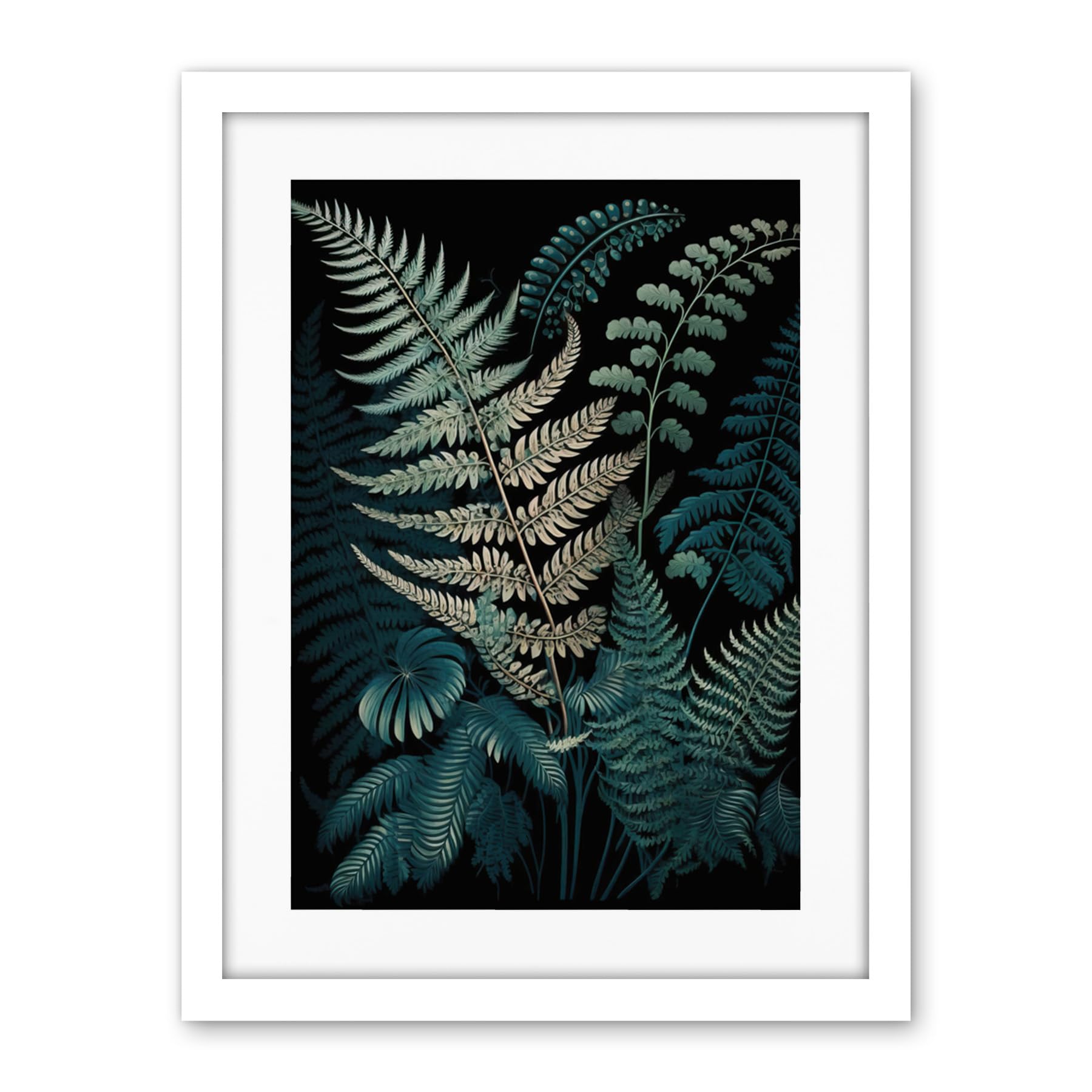 Artery8 Fern Frond Detailed Botanical Species Illustration Artwork Framed Wall Art Print 18X24 Inch