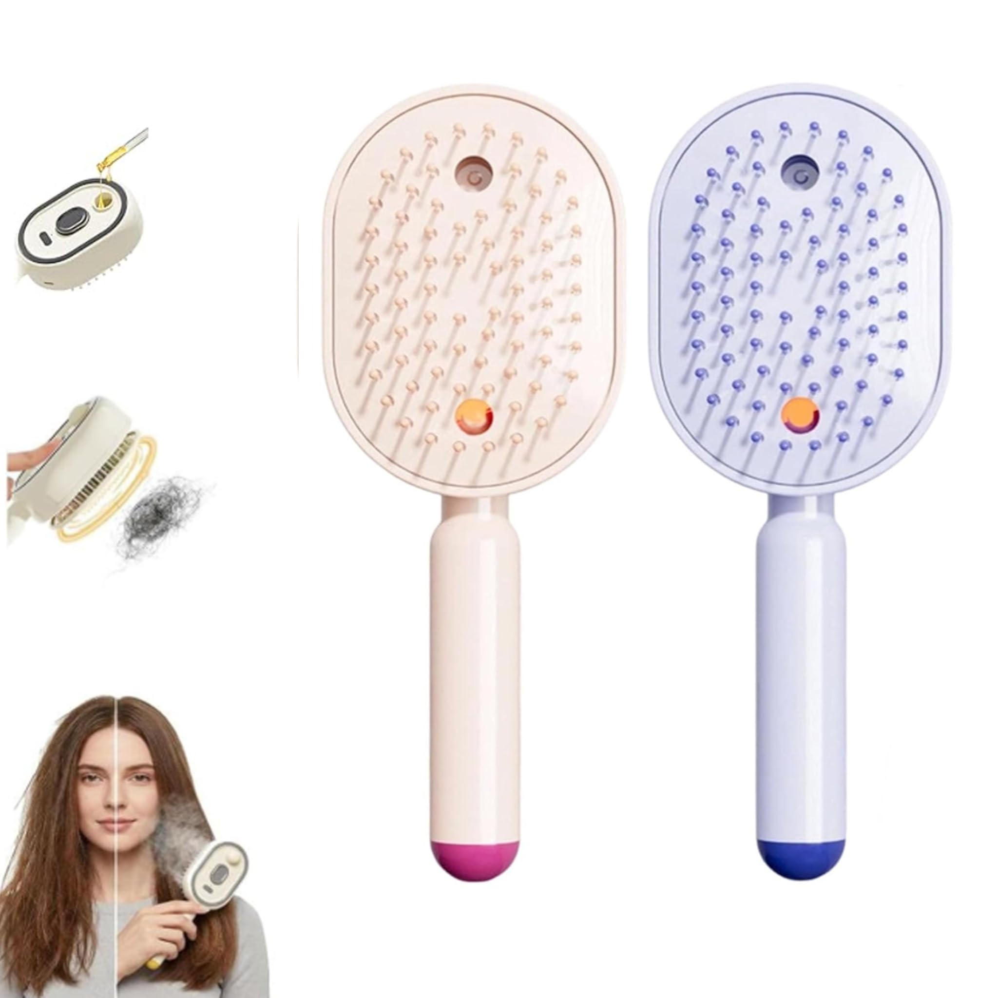 Spazzola Elettrica a Vapore, Piastra Per Capelli a Vapore Ricaricabile Con Spray, Pettine Districante Antistatico 3 In 1 E Massaggio Con Cuscino D'Aria, Strumento Portatile Senza Fili Per Lisciare Lo