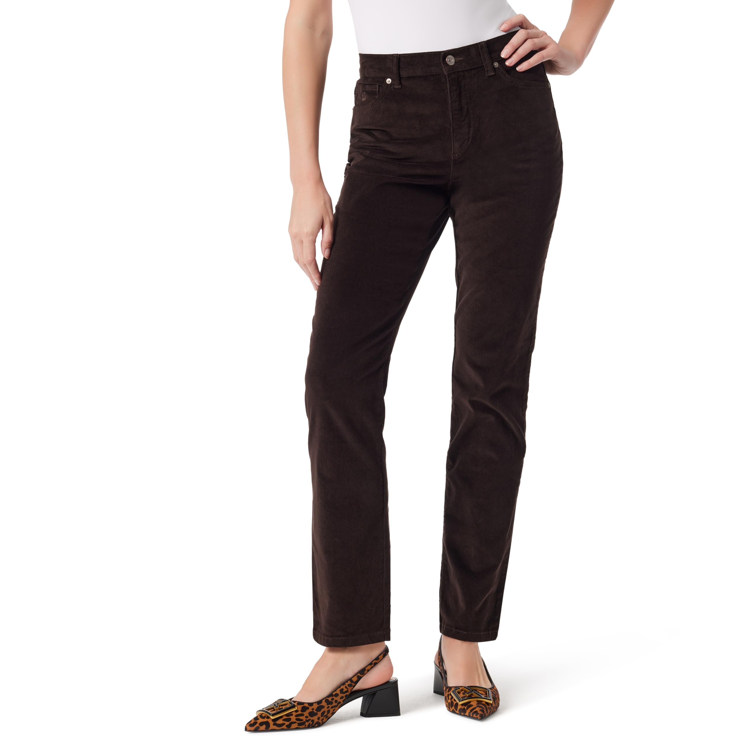Gloria Vanderbilt Womens Amanda Corduroy High Rise Straight Leg Pant Standard