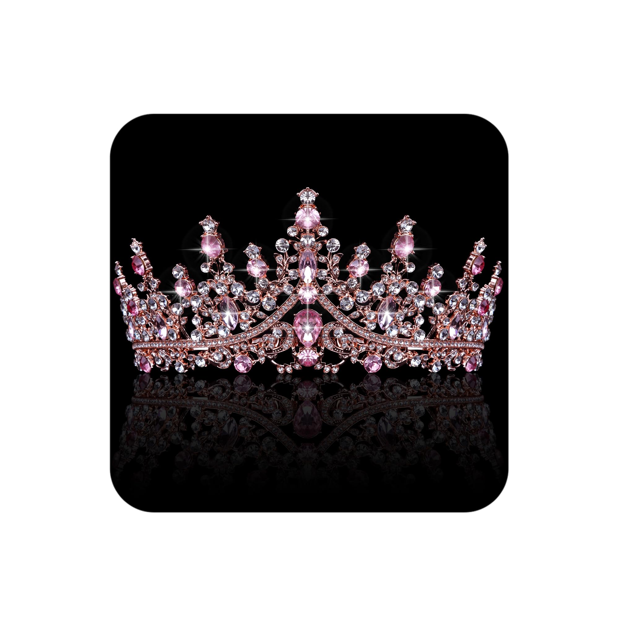 COCIDE Pink Crowns for Women Pink Tiaras for Women Princess Tiaras for Girls Costume Halloween Hair Accessories Royal Crystal Headbands Cosplay