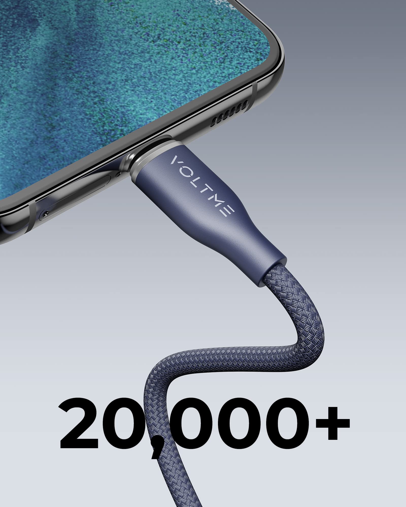 VOLTME Set di 2 Cavo USB C a USB C PD 60W Nylon Intrecciato 1,80m, RUGG USB-C Tipo C Cavo Ricarica Compatibile con MacBook, MateBook, Pixel 7/6 Pro/5/4XL, iPad Pro, Galaxy S22/Plus, ecc... (blu)