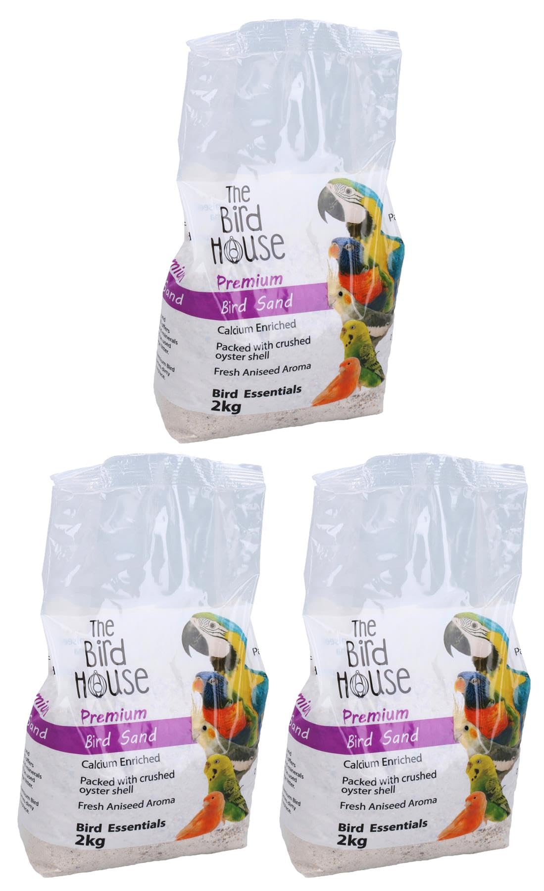 AB Tools 3PK 2kg Premium Parrot Bird Sand Calcium & Minerals Aid Digestion Cage Litter