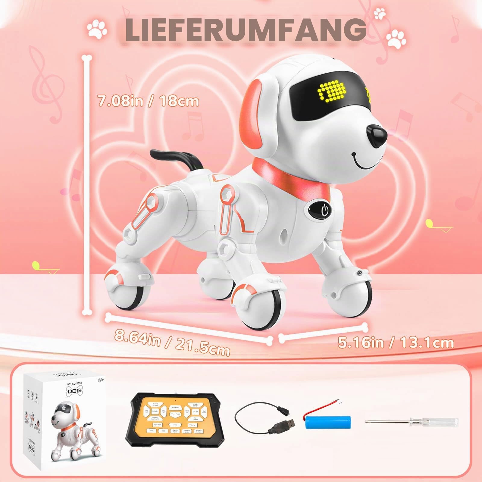 Chridark Roboter Hund für Kinder Roboterhund Spielzeug Ferngesteuerter Robo Hund Digitales Little Robot Pets Kinderspielzeug Spielzeug für 3-8 Jahre Junge Mädchen Geschenk Geburtstag Spielsachen