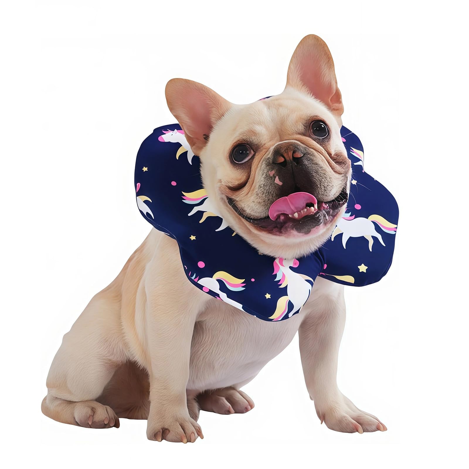 PetWarm Dog Surgery Collar, Dog Recovery Collar, Flower Design Protect Stitches After Procedures, Feeding And Drinking Without Bumping, Crate Rest After Spay Or Neuter, Unicorn Pattern, Blue, S