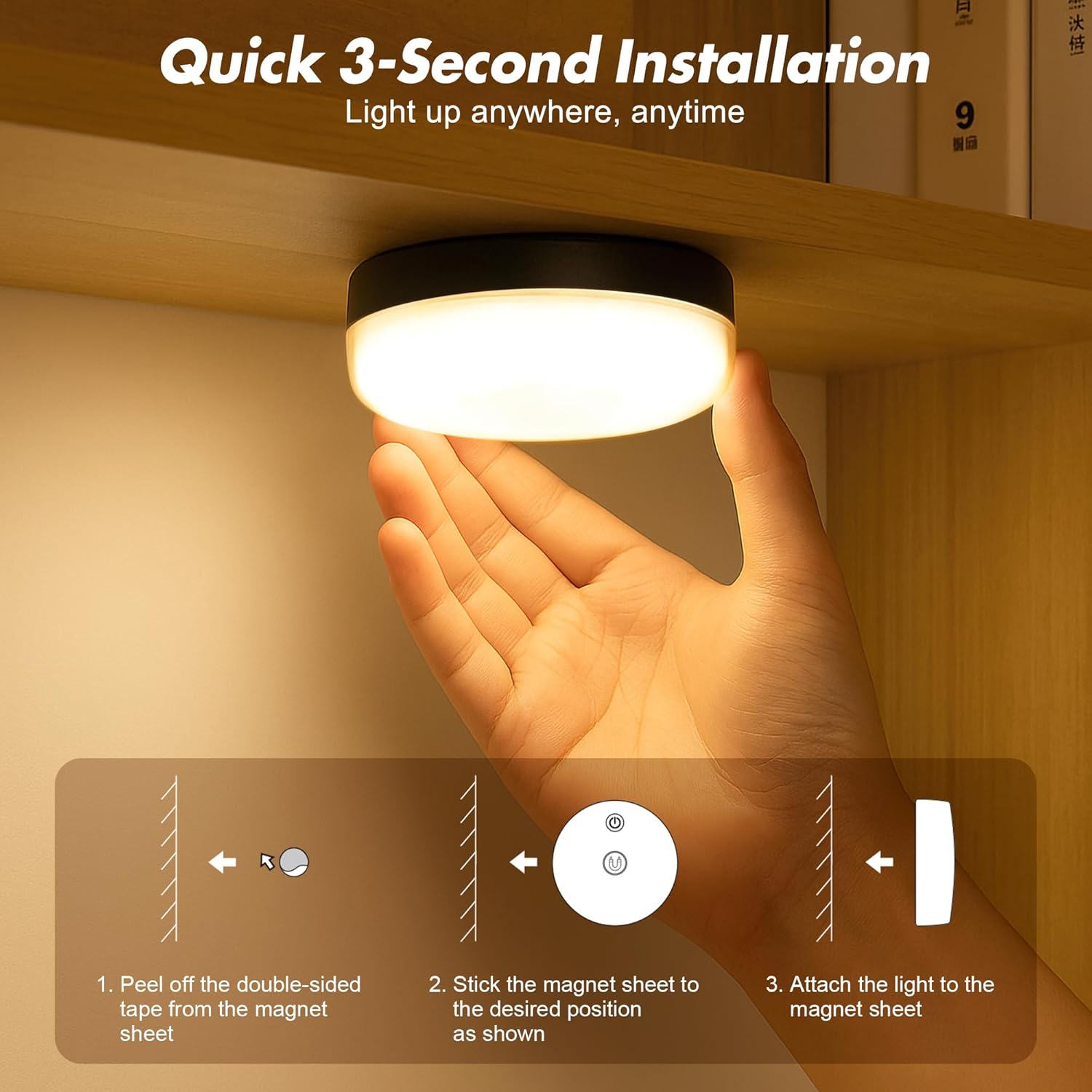 4-Pack Rechargeable Shower Lights for Inside Shower, 15 RGBW Color Changeable Waterproof Lights for Shower with Remote(Dimmable＆Timer), Wireless LED Mood Lighting for Bathroom, Closet, Bedroom, Party