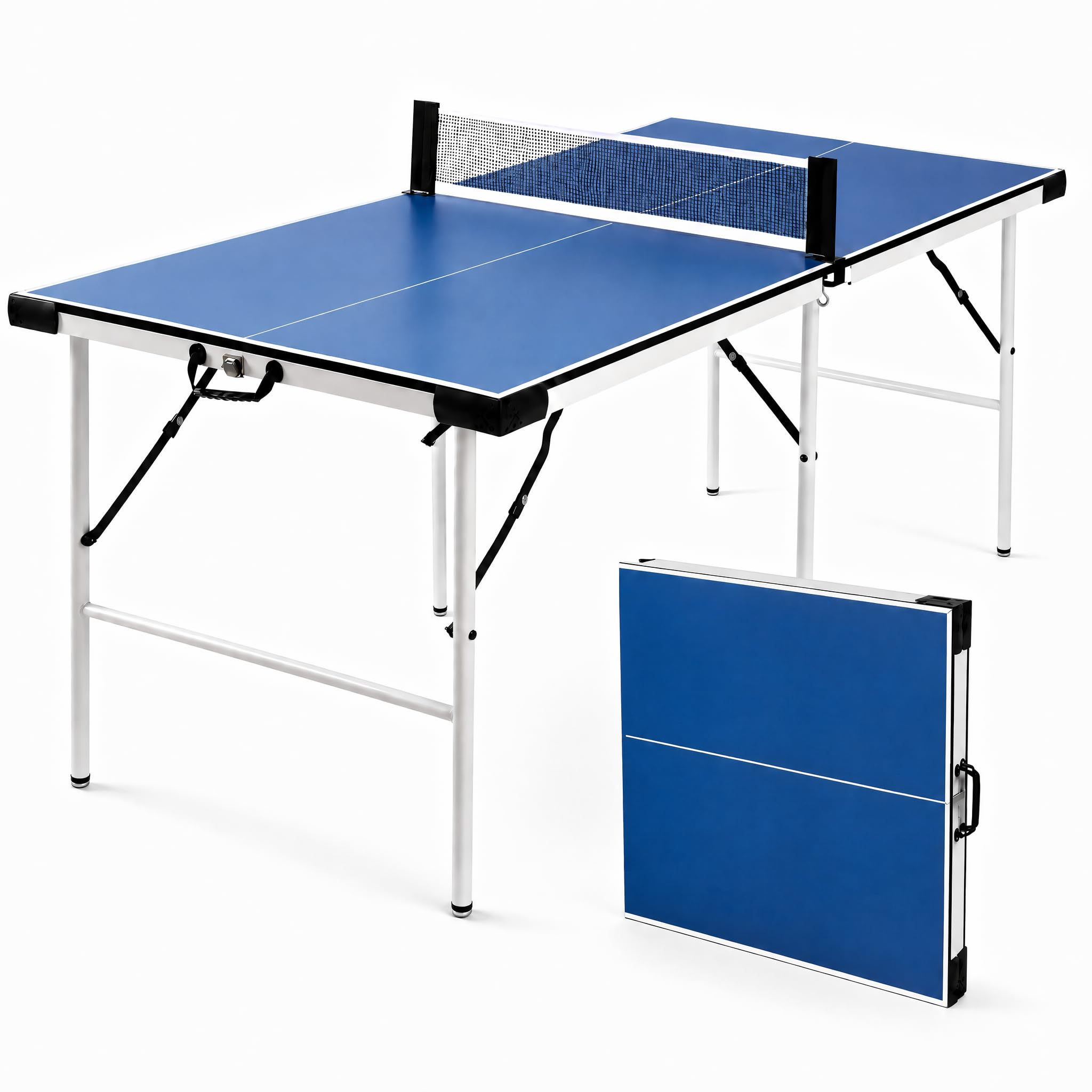 Tischtennistisch 169cm Outdoor, Faltbarer Tischtennisplatte Metall | Vormontiert, stabiler 6-Bein-Rahmen, klappbar, platzsparend, ideal für Garten & Terrasse