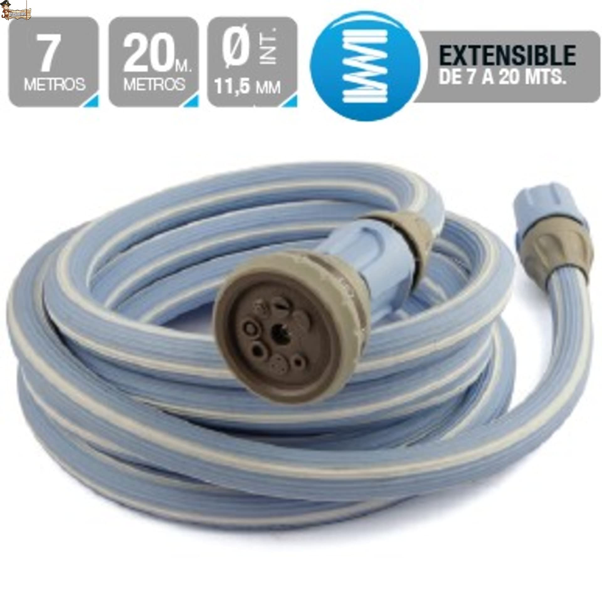 BricoLoco Kit Tubo da Giardino Estensibile Avvolgibile 20 Metri con Pistola 6 getti e 2 Giunti Rapidi Irrigazione Terrazzo Giardino Patio Antitorsione (20)