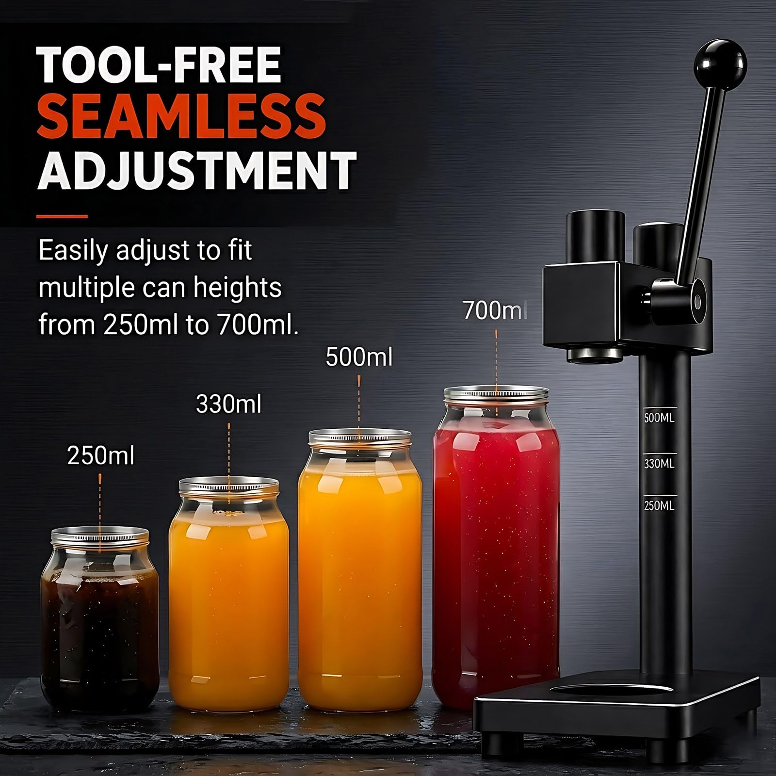 Aggraffatrice Manuale Portatile con 100 Bottiglie PET 500ml, Sigillatrice per Bevande da Asporto, Altezza Regolabile per PET e Vetro, Senza Elettricità(Forest Green)