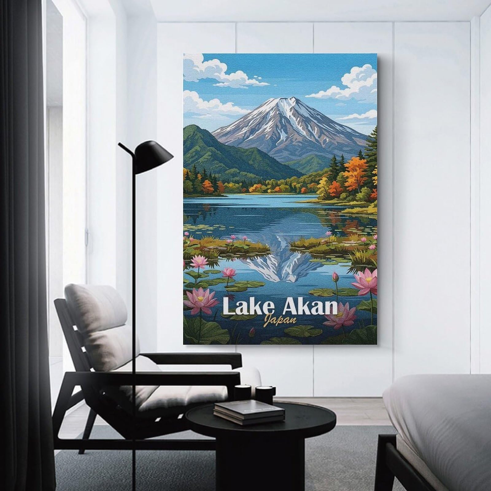Junmoney Lake Akan, Japan Landscape Decorative Wall Artwork 16x24inch(40x60cm), for Living Room, Bedroom, Office Or Hallway, Decorative Artwork with Broad Appeal