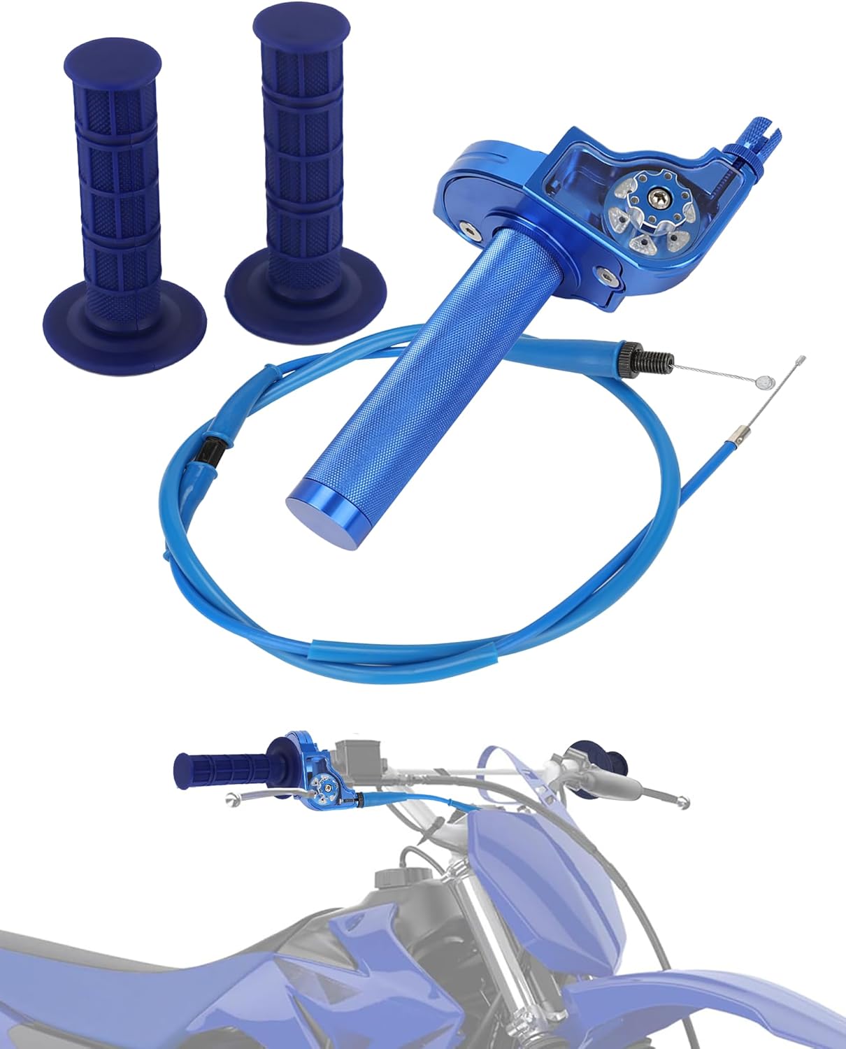 7/8" 22mm Quick Twist Throttle Assembly + Throttle Cable with Grips CNC Univerdal for YZ125 YZ65 YZ80 TTR 125 PW50 PW80 YZ250F DRZ400 CT200U CT200U-EX BT200X SSR 125 Dirt Pit Bike Mini Bike Blue