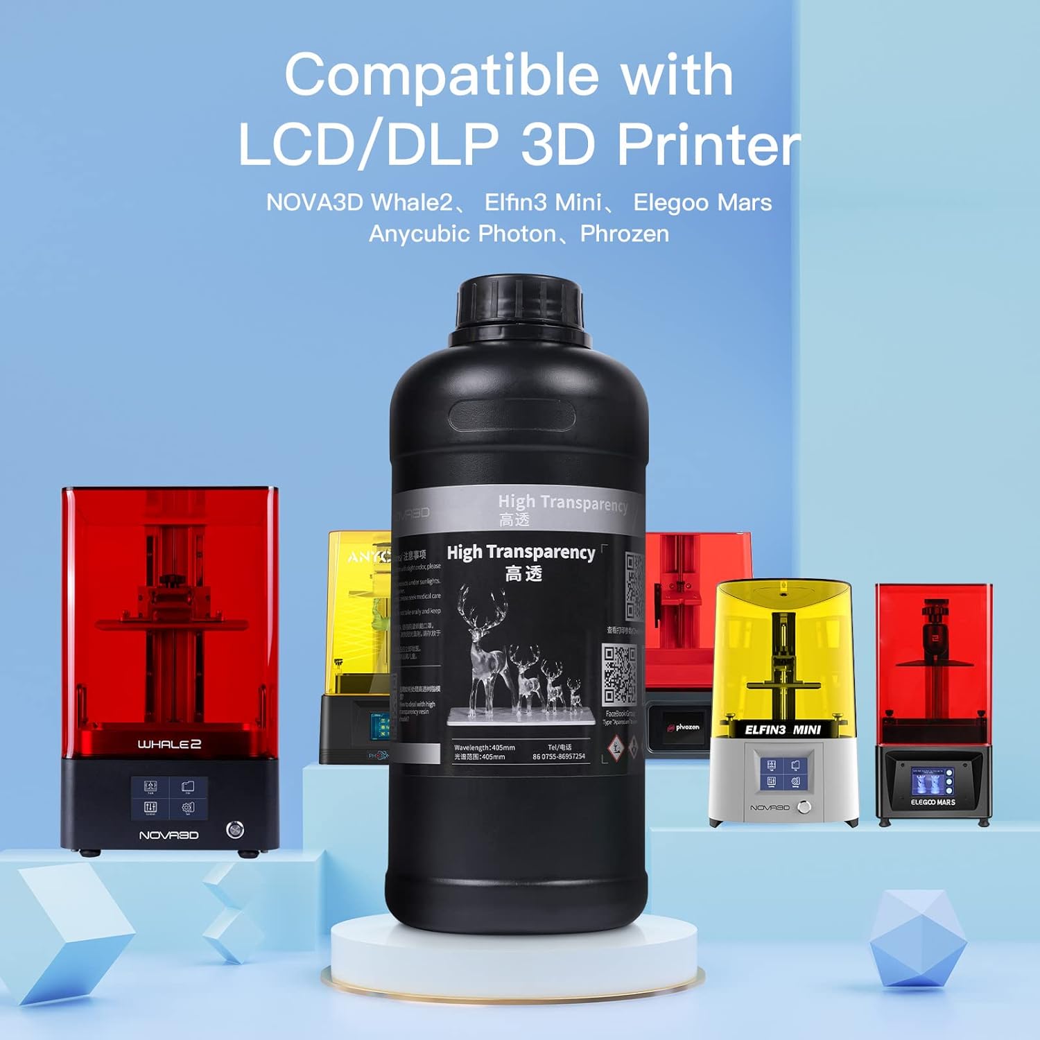 review NOVA3D High Transparent 3D Resin Non-Yellowing 405nm photopolymer Resin Clear Like Glass for LCD 3D Printing, 500g