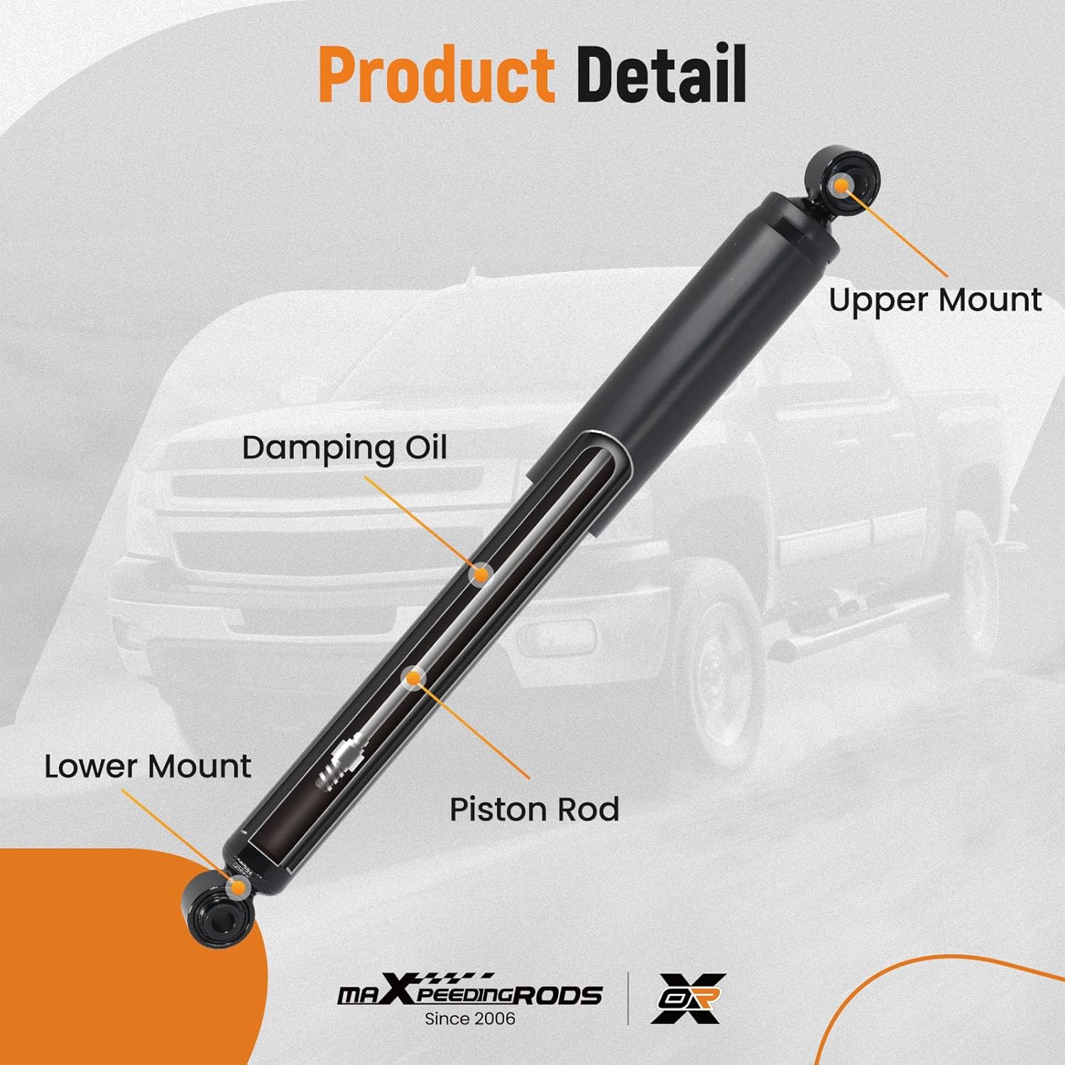 maXpeedingrods Rear Shock for Chevy Silverado 1500 GMC Sierra 1500 2007-2024, Suspension Pair Shock Absorber Assembly Replace 555055 911533 345074