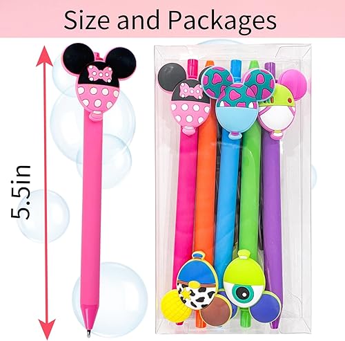 Miniatura 2 de HL Hope&Luck 5 bolígrafos de orejas de personaje con cabeza de ratón, bolígrafo para adultos y niños, bolígrafos retráctiles de dibujos animados