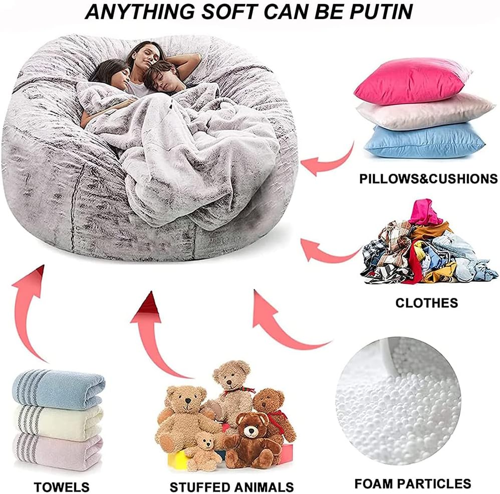 Giant Bean Bag Chair Cover,Bean Bag Chair Cover for Kids and Adults,Ultra Soft Bean Bag Chair,for Organizing Children Plush Toys(No Filler)