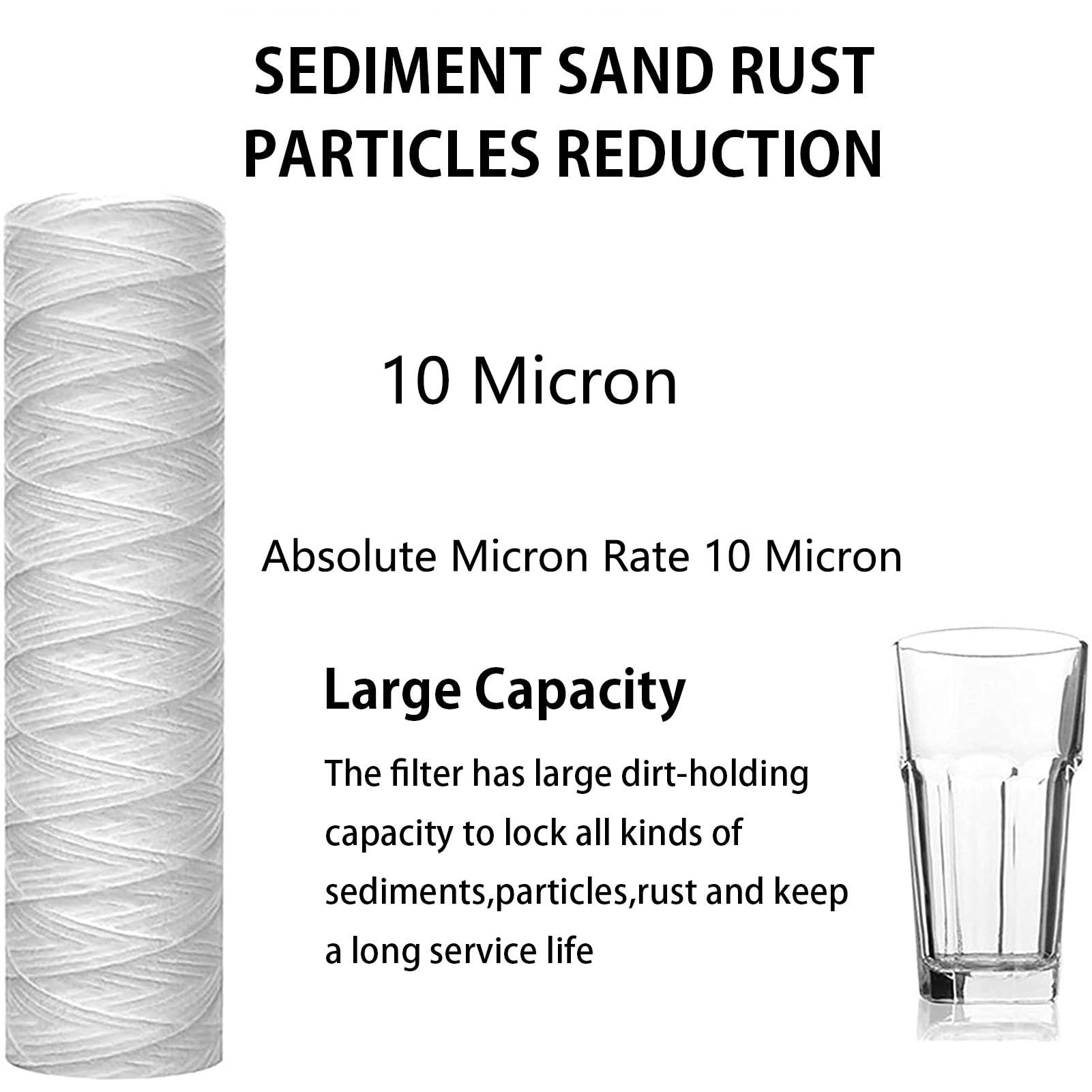 Filtro acqua per tutta la casa con filo avvolto 5 micron, 10"x4,5", 10 cartucce ricambio universali per sedimenti, per filtro per acqua ricambio per lavello