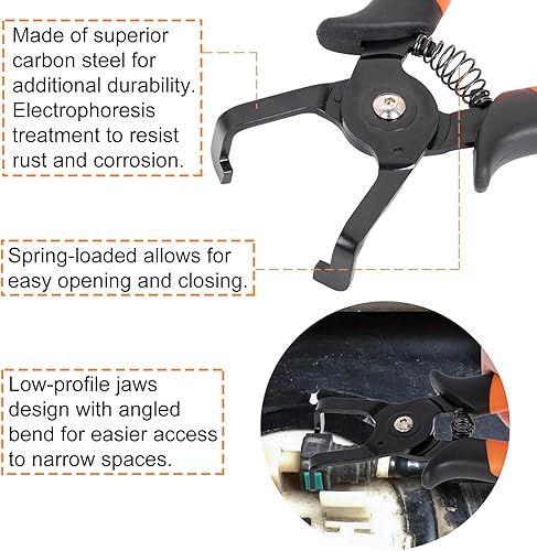 Miniatura 5 de Juego de 2 alicates de desconexión EVAP y juego de herramientas de desconexión de línea de combustible, incluye alicates de conector eléctrico