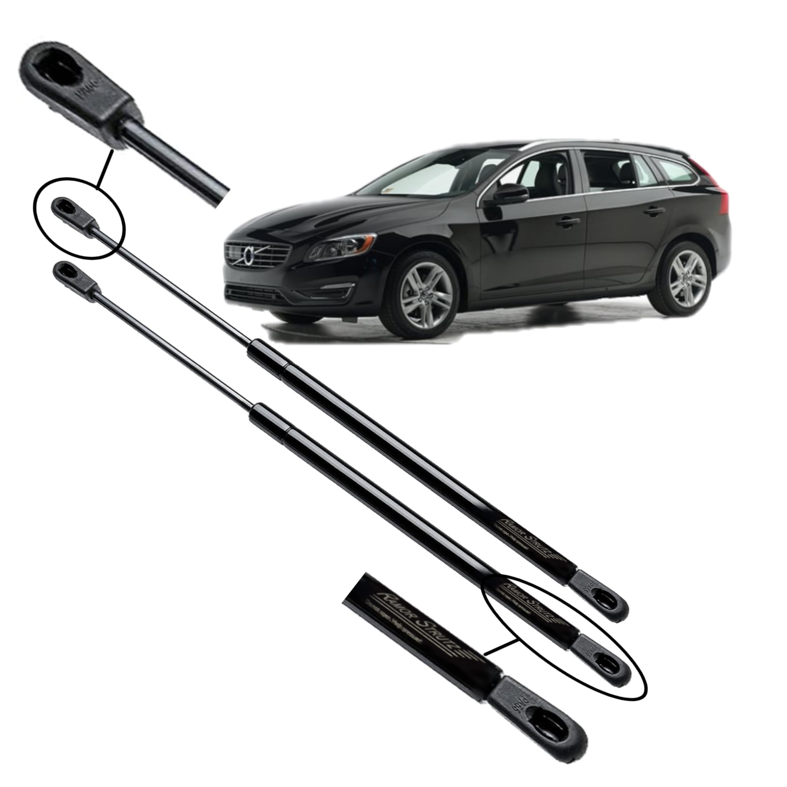 2x Molle a Gas Compatibile con Volvo V60 2010-2018. Ammortizzatore Pistoncini Cofano Posteriore Sostituzione per 31297080 e altri.