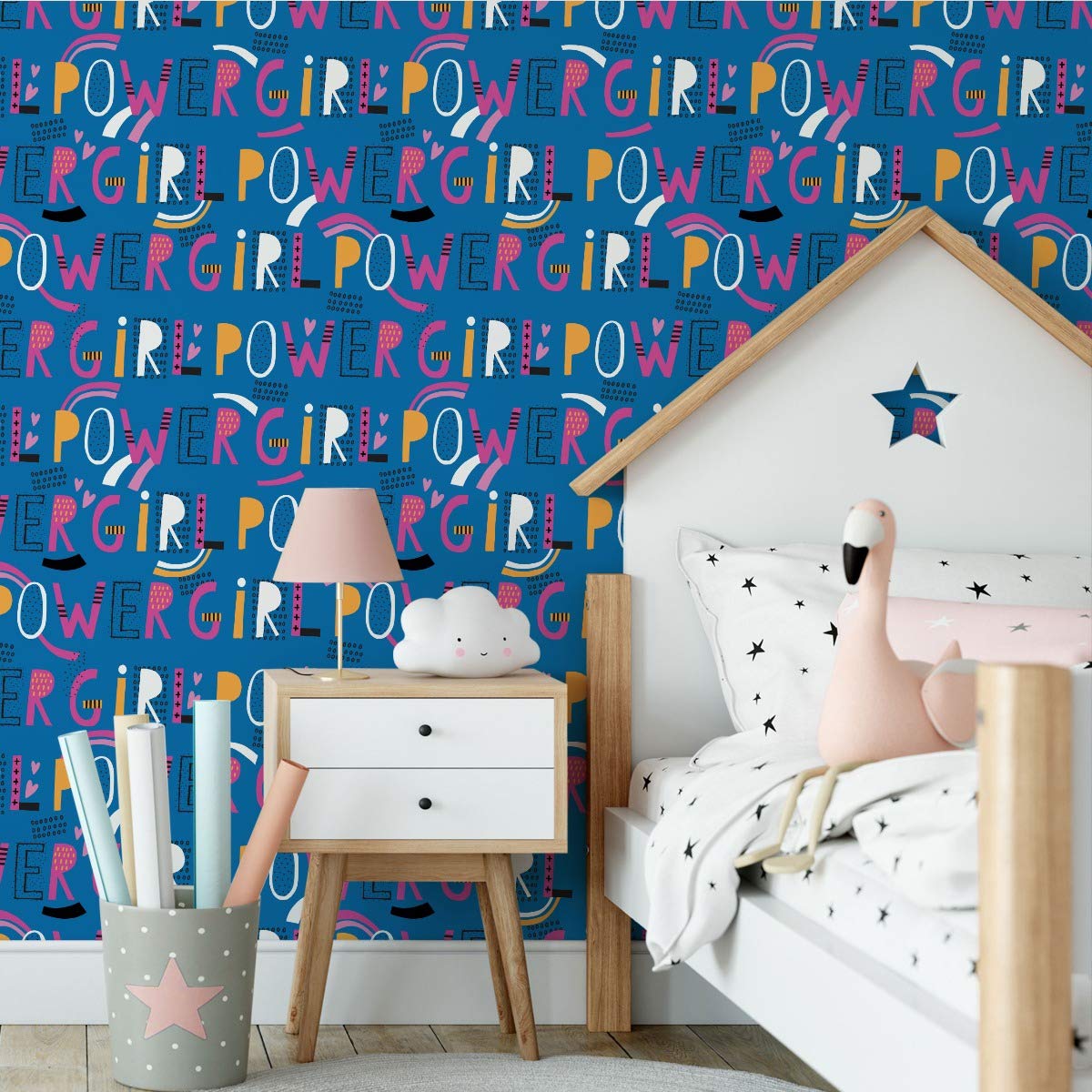 Muralo Papier Peint Auto-adhésif Cœurs Fille Rayures Cercles - 10m x 50 cm