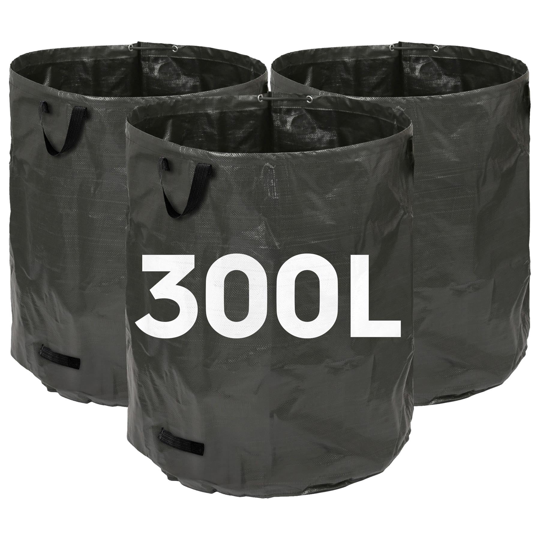 Harbour Housewares Garden Waste Bags - 300L - Heavy-Duty - Black - Pack of 3