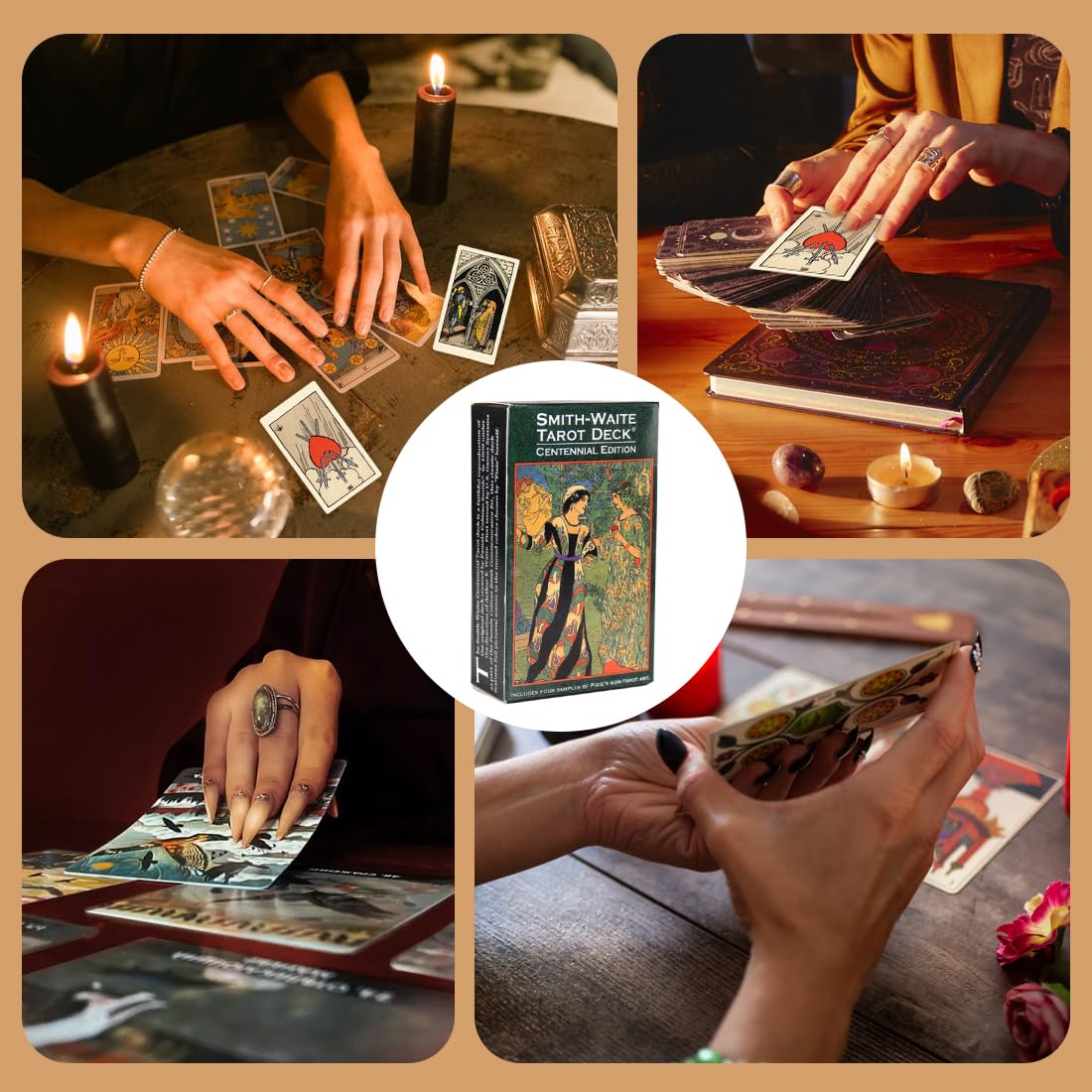 JAWUZ 78 Tarot Karten, Tarot Rider für Anfänger, Wahrsagespielzeug, holografische Tarotkarten, Schicksals-Wahrsagekarte (Pink