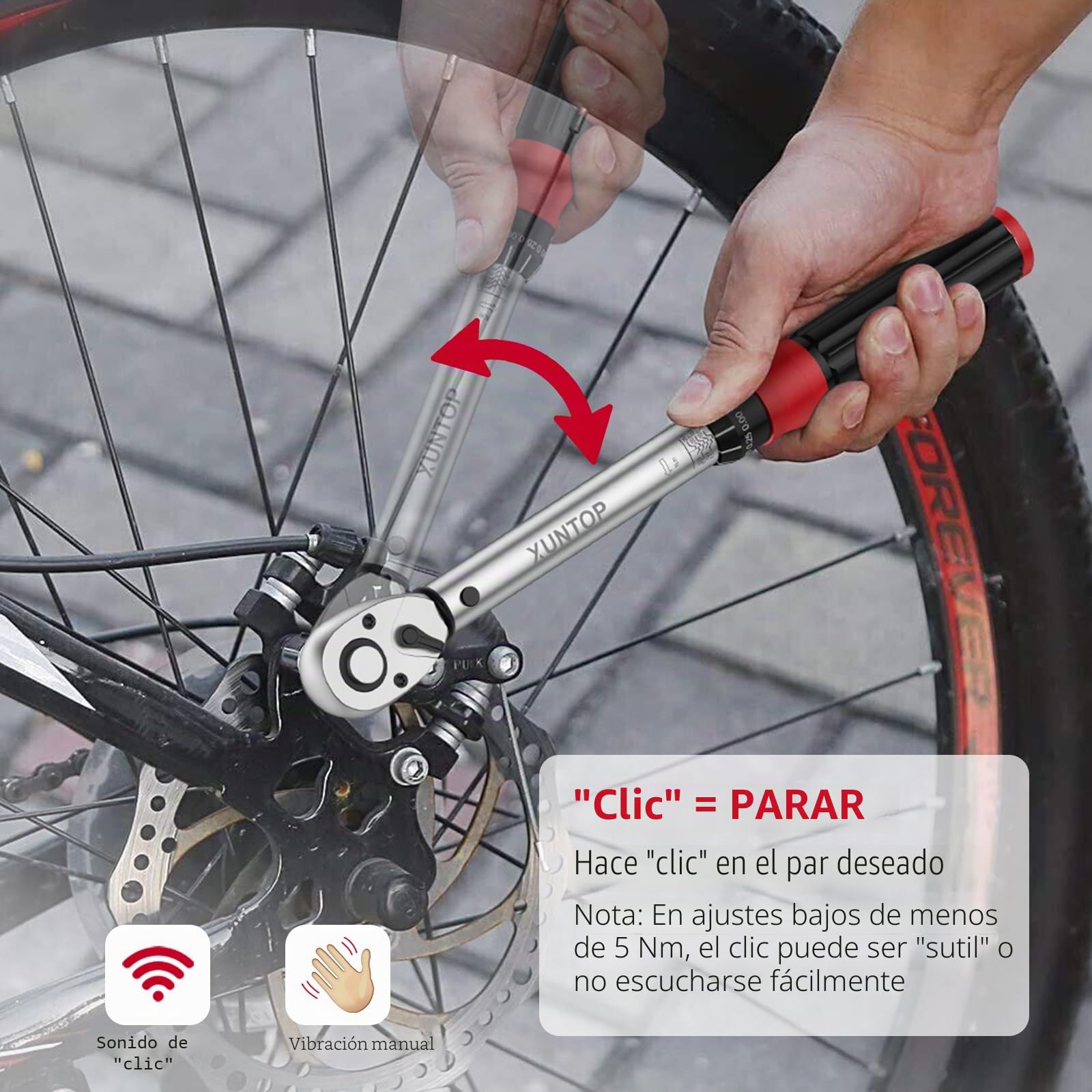 XUNTOP Llave Dinamométrica 22PCS Llaves de Carraca 1/4" 5-25Nm con Cabeza de Carraca Reversible de 72 Dientes, Puntas Hex/Phillips/Torx Precisión±3% para Reparación de Bicicletas, Moto,Coche,Camión