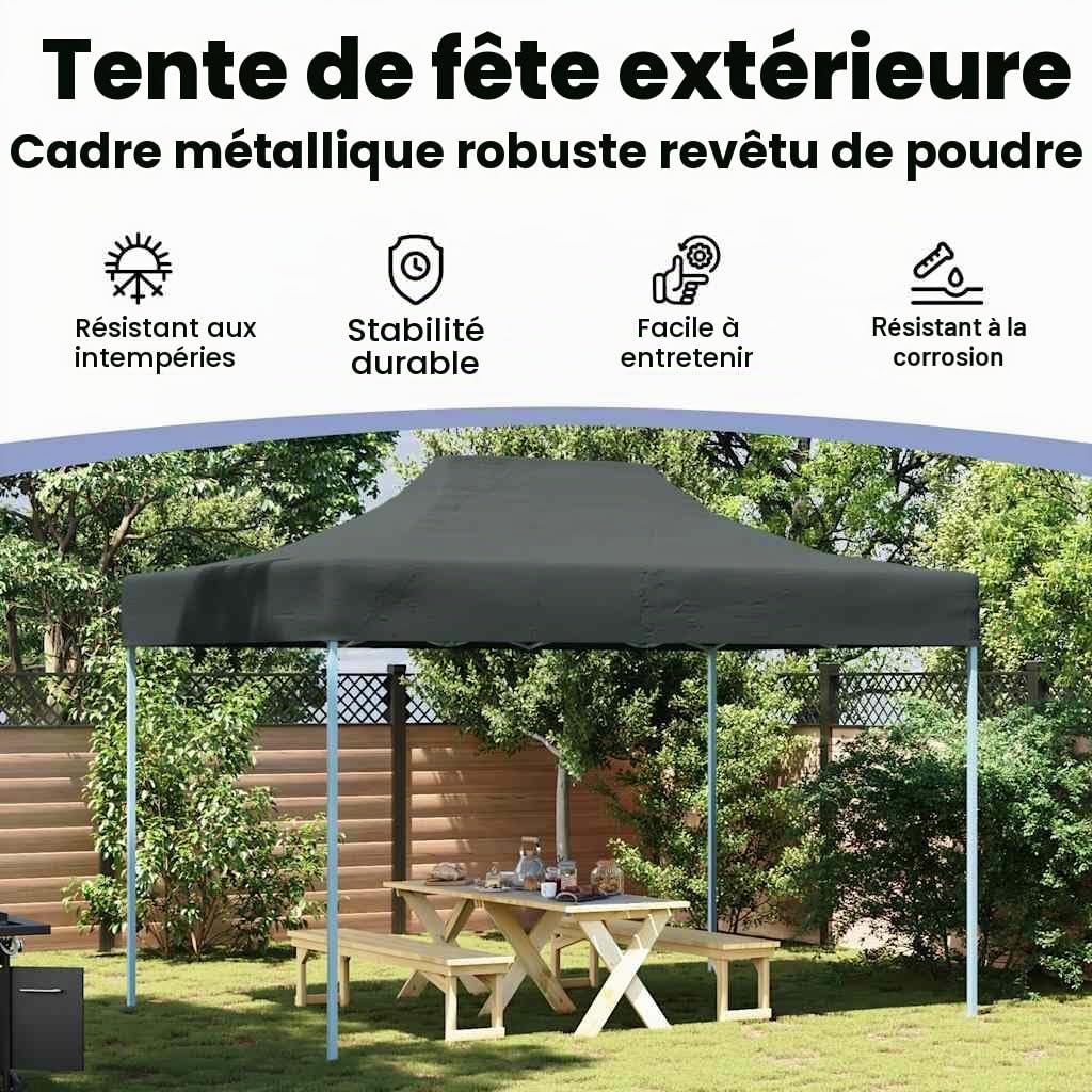 vidaXL Tente de Réception Pliable Tonnelle de Jardin Tonnelle de Patio Pavillon de Terrasse Auvent d'Extérieur 3x4 m Acier Anthracite