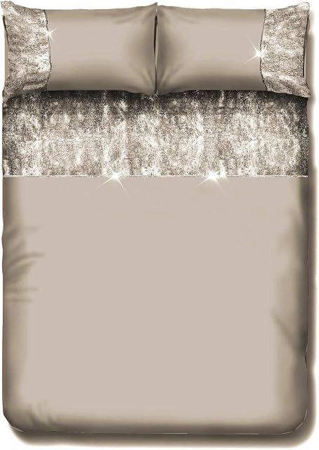 EHD Valentina Crushed Velvet Luxury Shiny Duvet Cover Sets Reversible Bedding Sets With Matching Pillowcases (Gold, Super King)