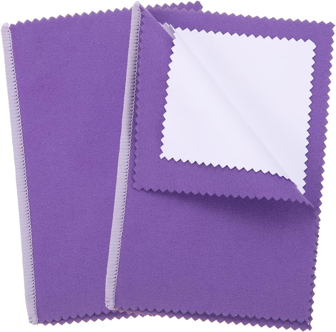 PATIKIL 5.9"x7.9" Jewelry Cleaning Cloth, 2 Pack Double-Sided Fleece Polishing Cloth for Gold, Silver and Jewelry, Dark Purple