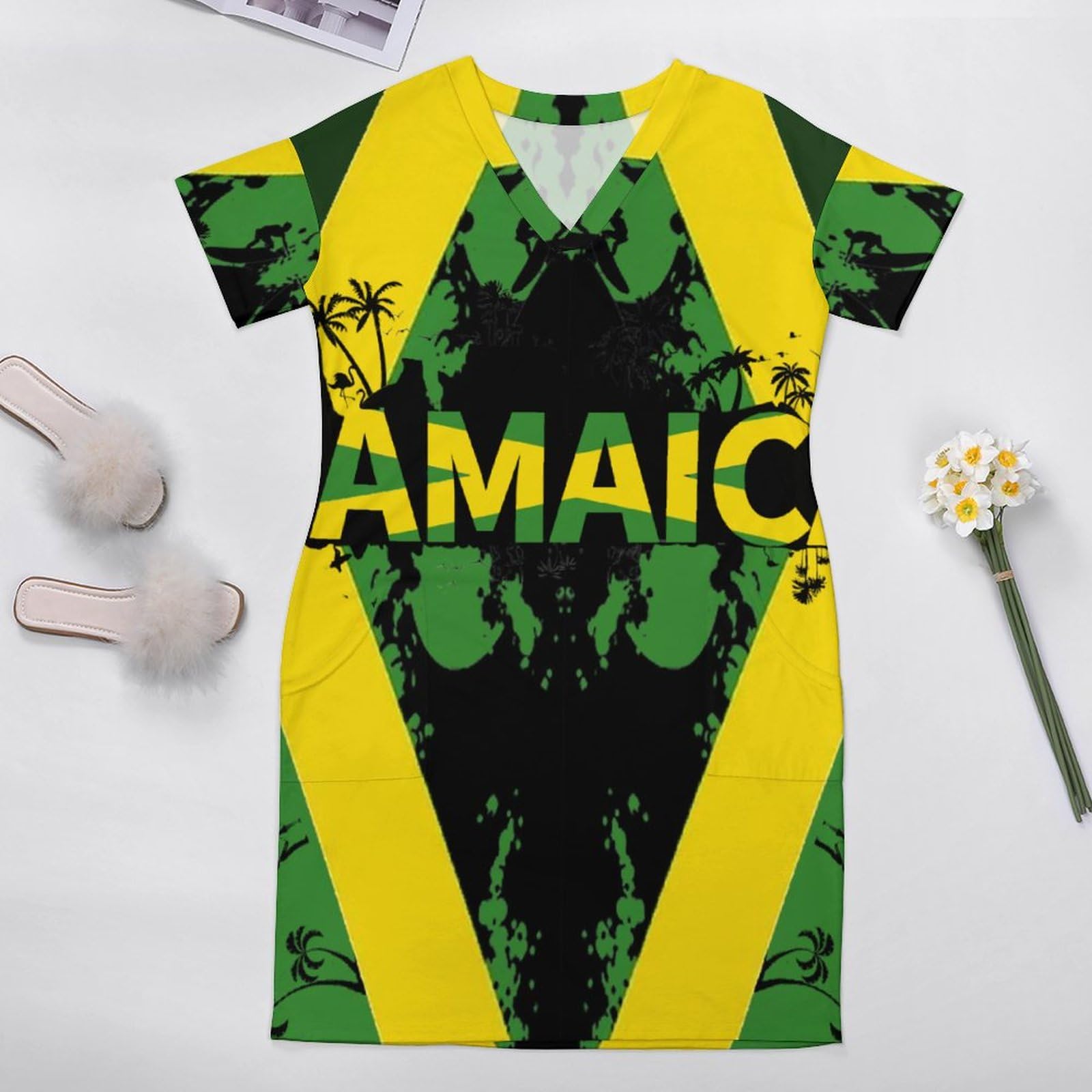 Jamaica Flag Jamaica Flag Womens Summer Maxi Dress Plus Size Striped  Printed Sleeveless with Pockets and Belt 5XL at Amazon Women's Clothing  store