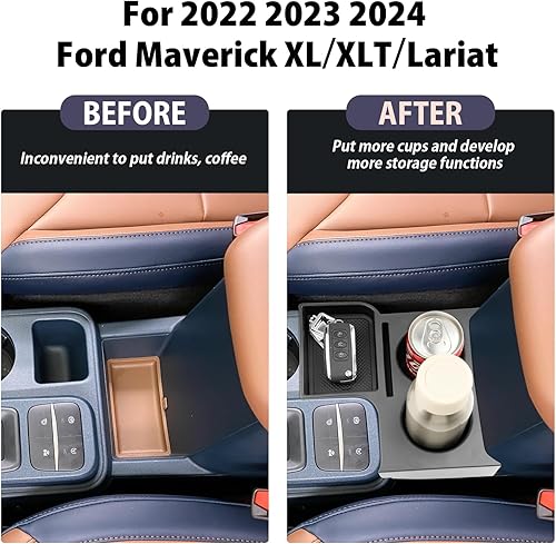 Miniatura 2 de LUWU - Bandeja organizadora para consola central compatible con Ford Maverick 2022 2023 2024 2025 Portavasos para camión Ford Maverick Insertar
