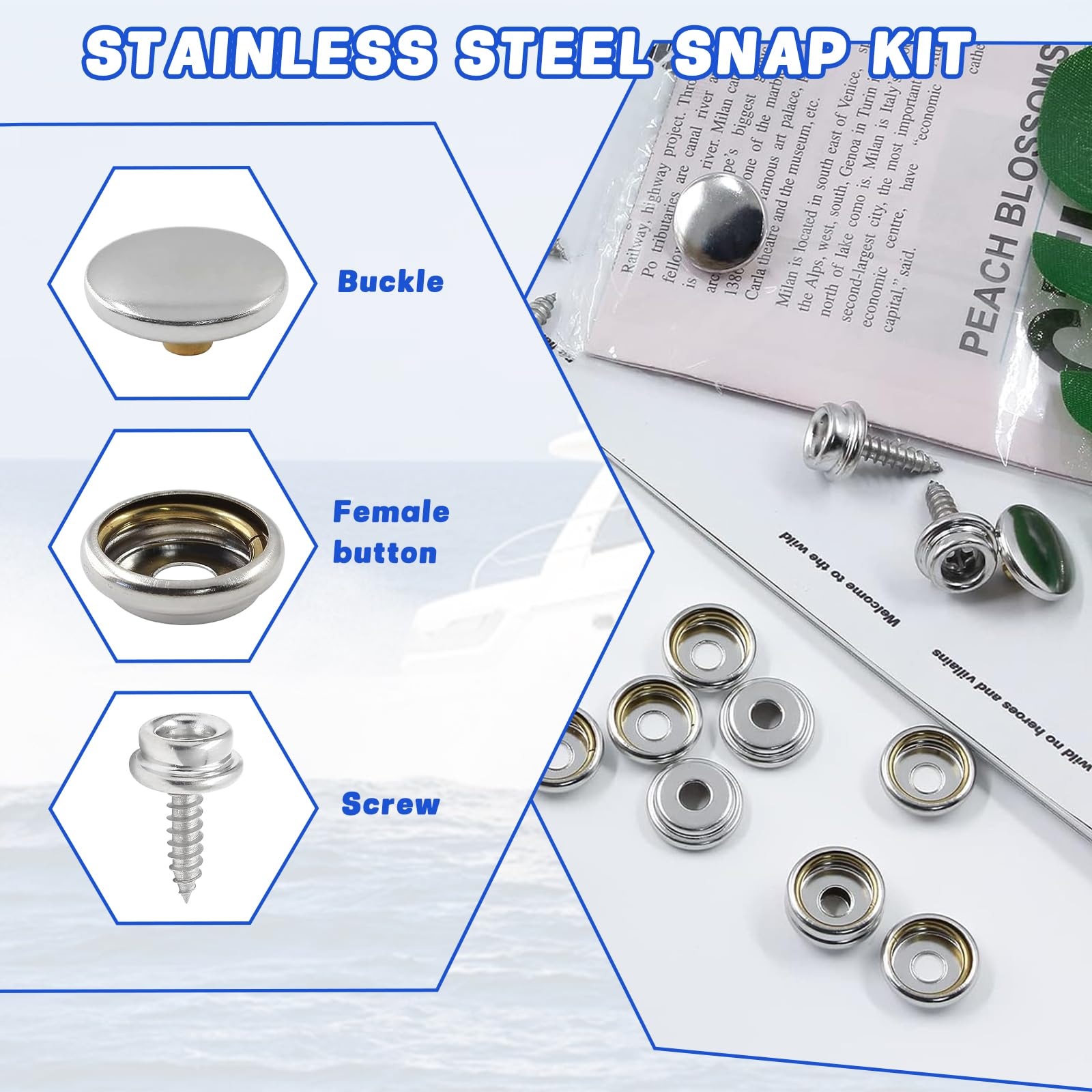 Boutons Pression à Visser 270pcs Boutons Pression En Acier Inoxydable