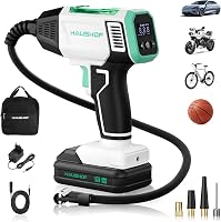 Compresor de aer cu acumulator HAUSHOF 150 PSI 10,3 bari, 4 moduri, mod manual, afișaj digital, oprire automată, pentru bicicletă și motocicletă, 20V 2000mAh 1