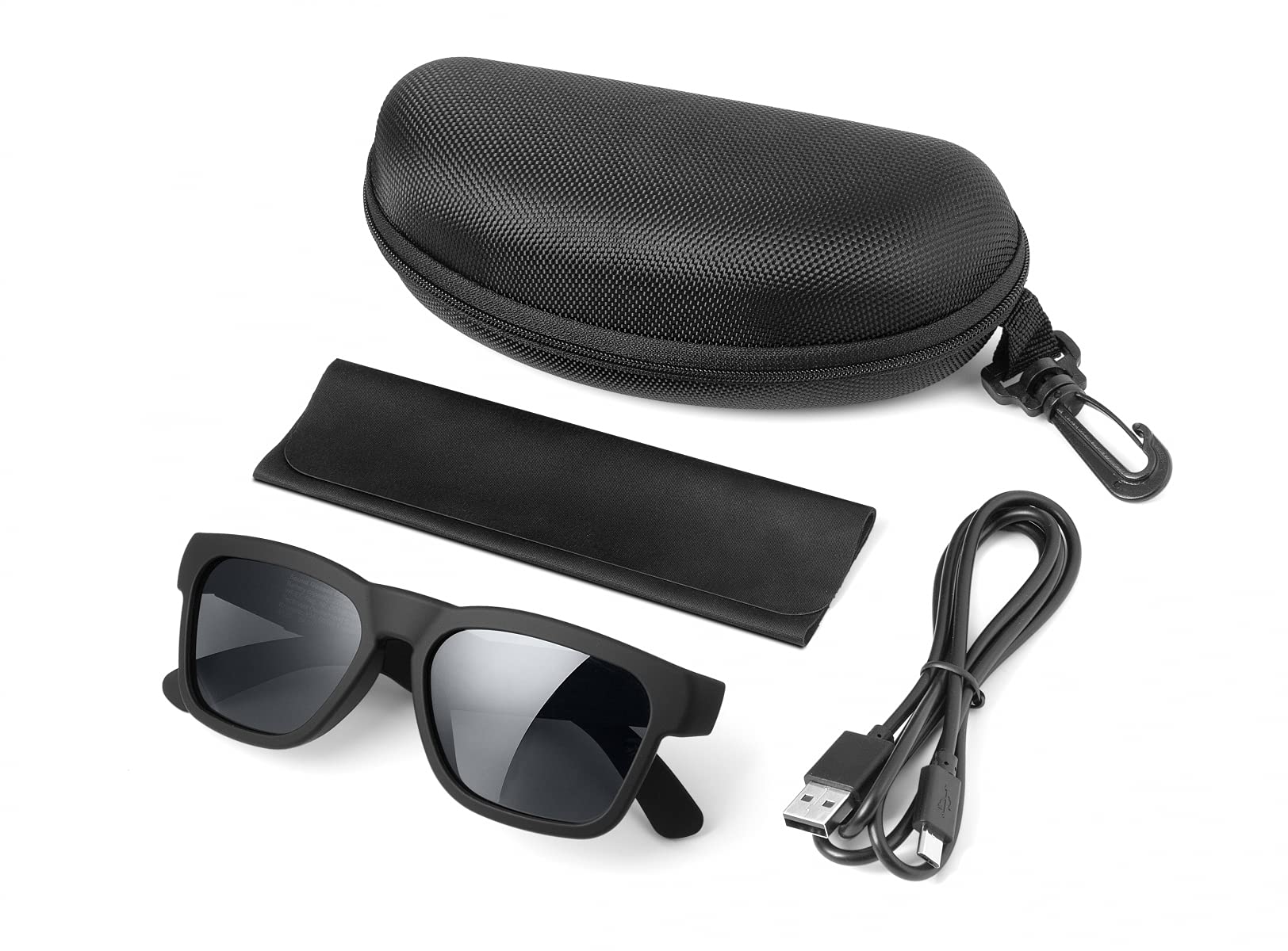 Occhiali Smart , Lenti Polarizzate per Occhiali da Sole Bluetooth Smart Glasses Lenti Polarizzate, 2 Microfoni, Cancella Chiamate, Controllo Vocale, App(Spazio Blu