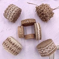 Vista 7 de Burlap Ribbons,8 Rolls Burlap Lace Burlap Wedding Ribbon Natural Jute Rope Twine String for Crafts Gift Wrapping Wedding Party Home Decoration(17.6