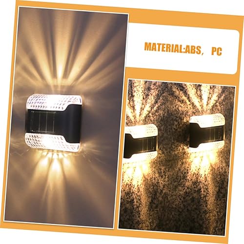 Miniatura 8 de Luxshiny 2 unids luces solares de pared al aire libre cálido resplandor solar accionado cerca iluminación para jardín patio cubierta carga rápida