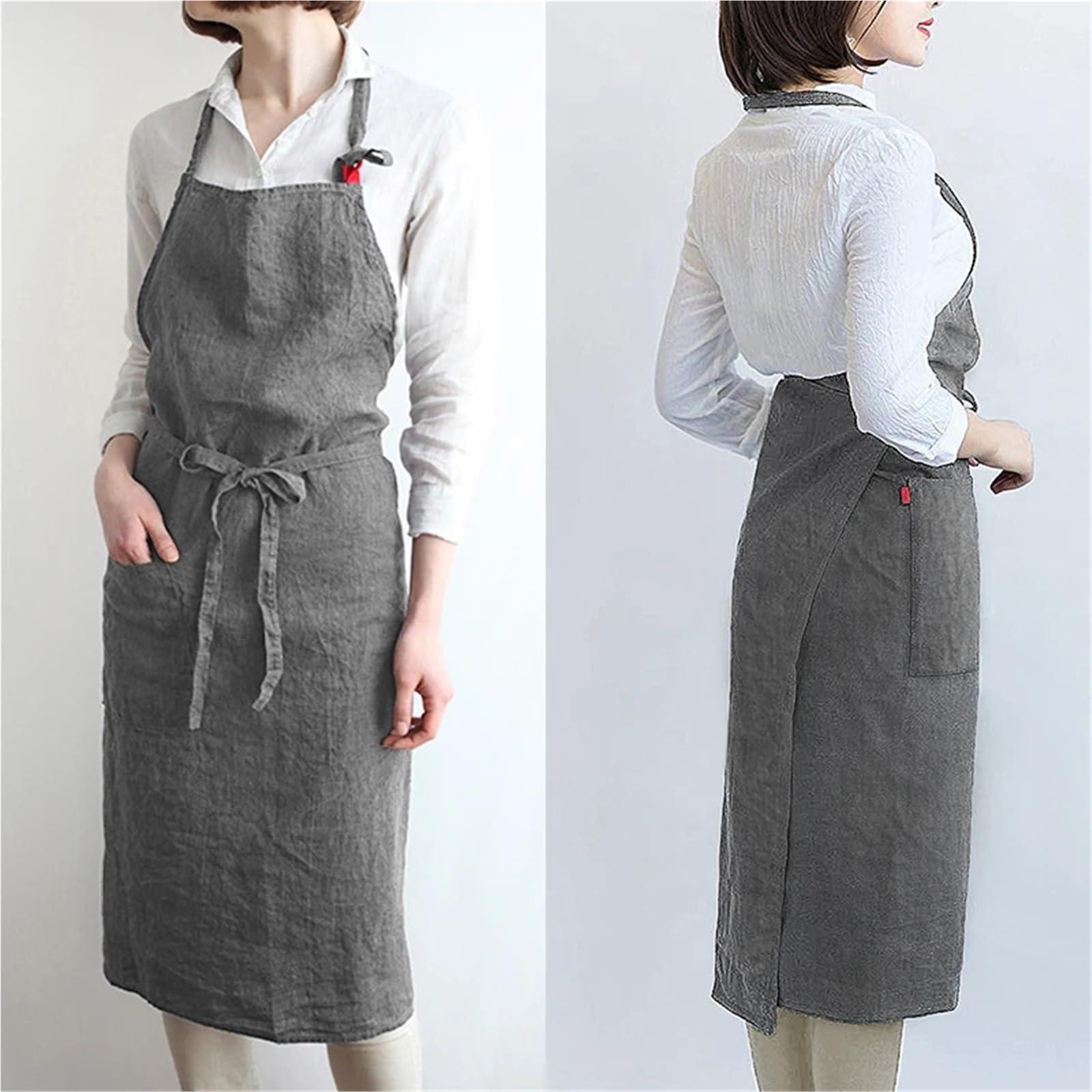 Delantal De Cocina Delantal de Catering con bolsillo, delantal de cocina ajustable, delantal de Chef for mujeres y hombres, 2 uds. Para Barbacoa，Cocinar，Hornear(Black)